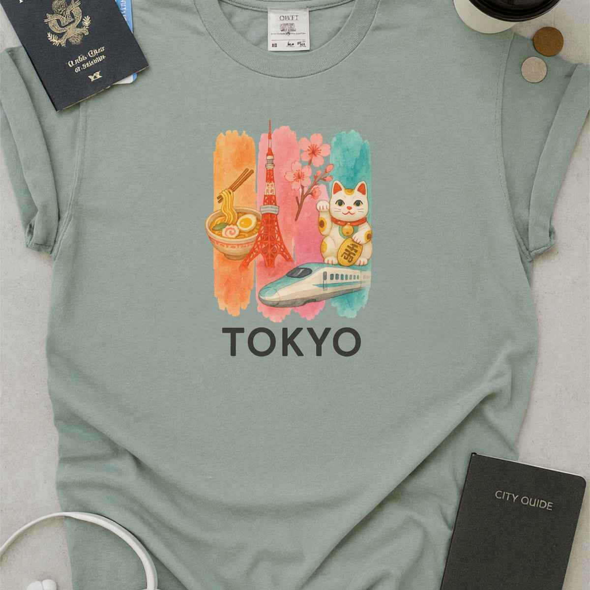 Tokyo Japan Brushstroke Watercolor Comfort Colors Souvenir T-Shirt