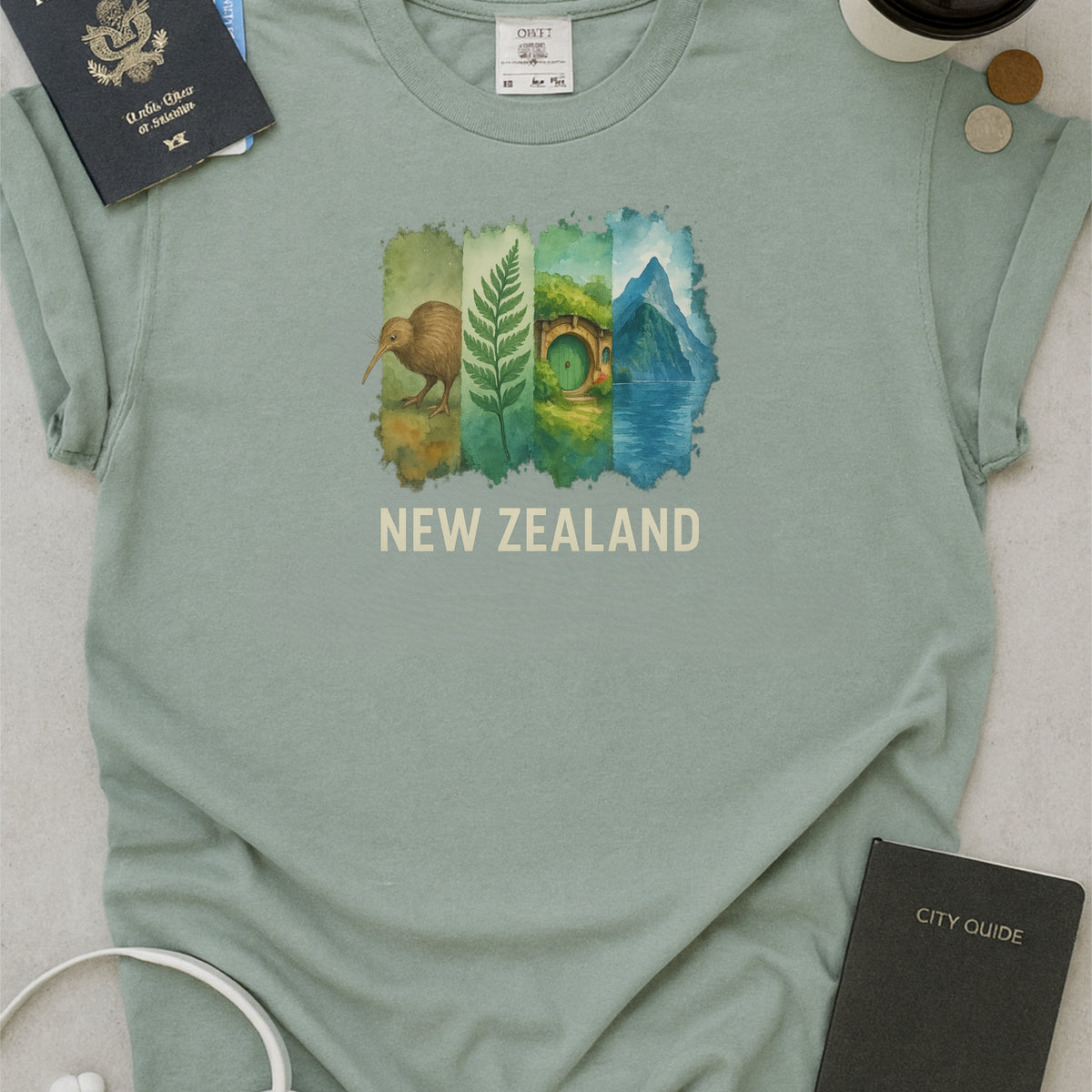 New Zealand Brushstroke Watercolor Comfort Colors Souvenir T-Shirt