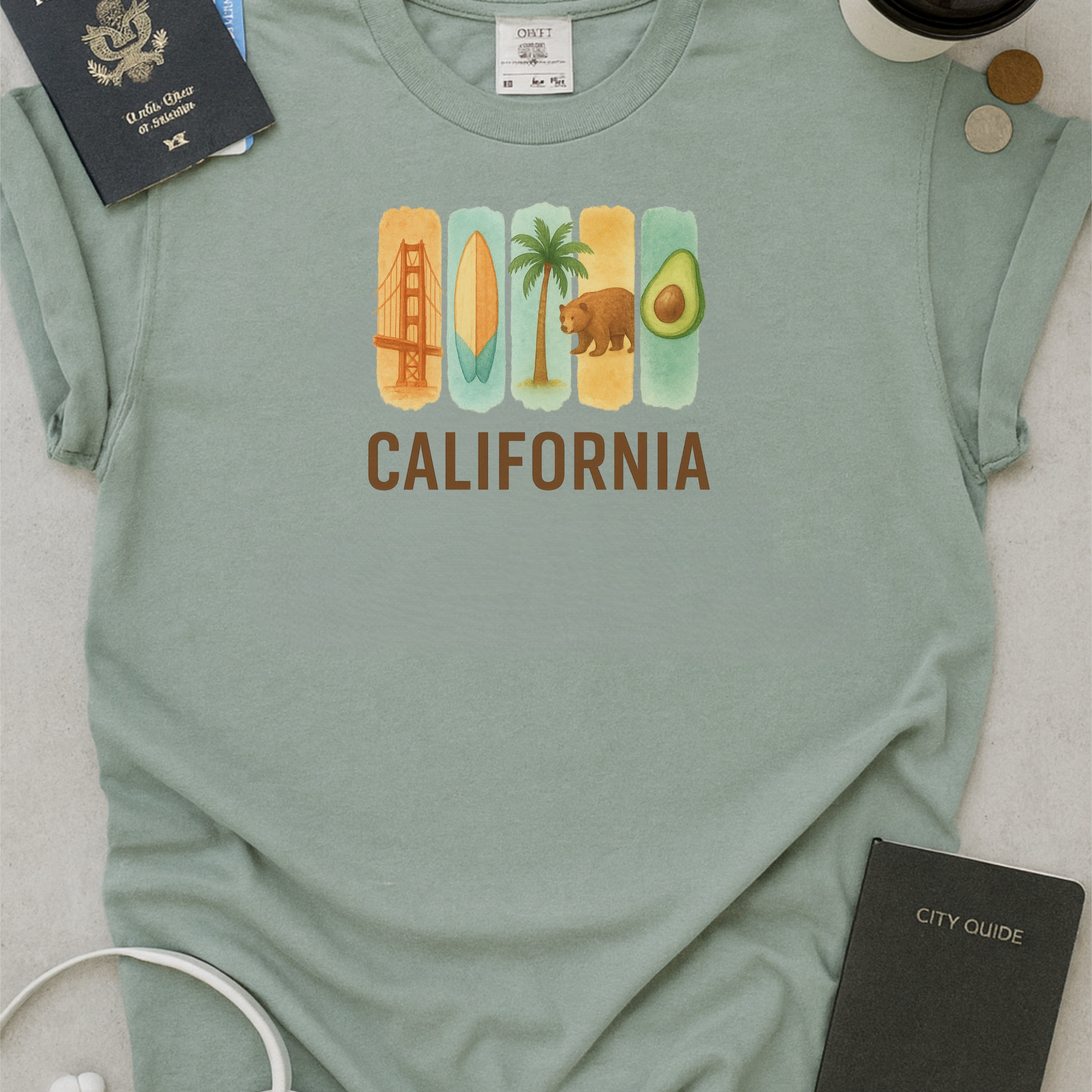California Brushstroke Watercolor Comfort Colors Souvenir T-Shirt