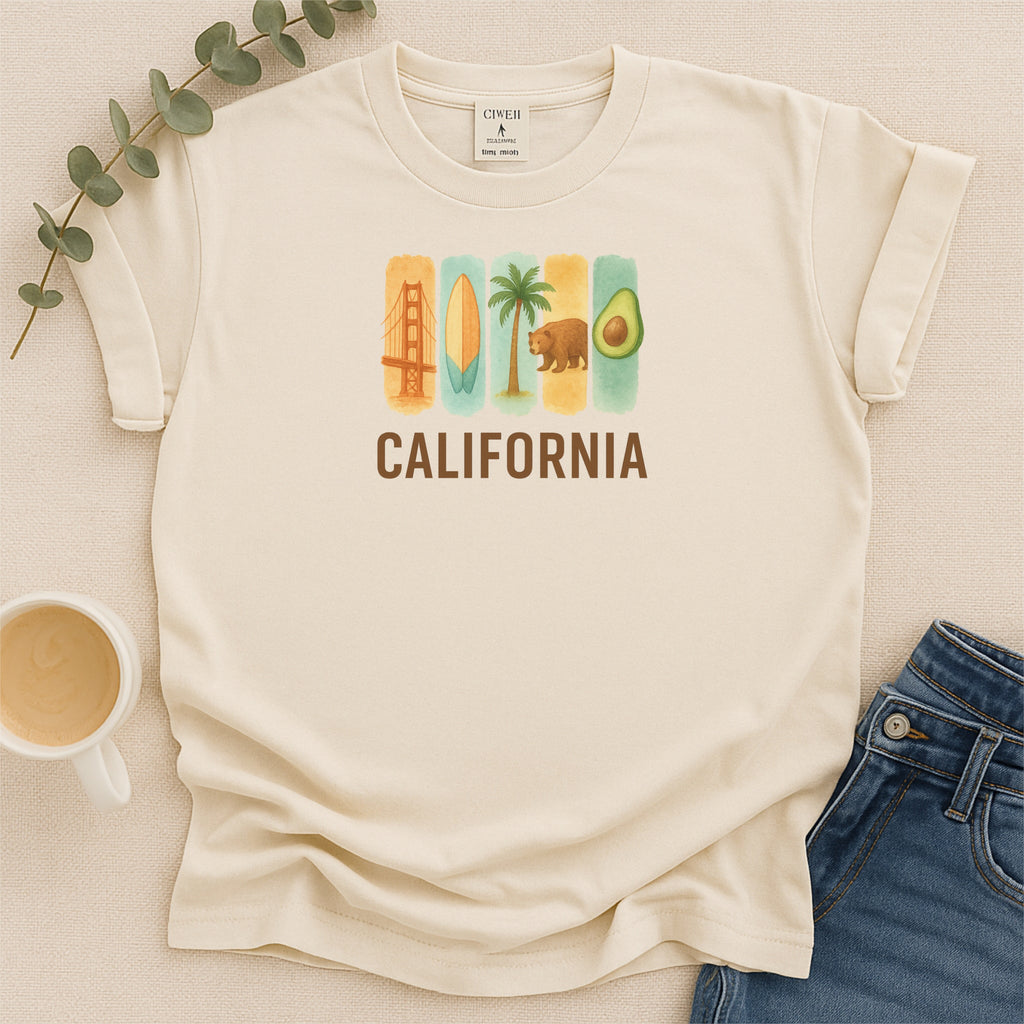 California Brushstroke Watercolor Comfort Colors Souvenir T-Shirt