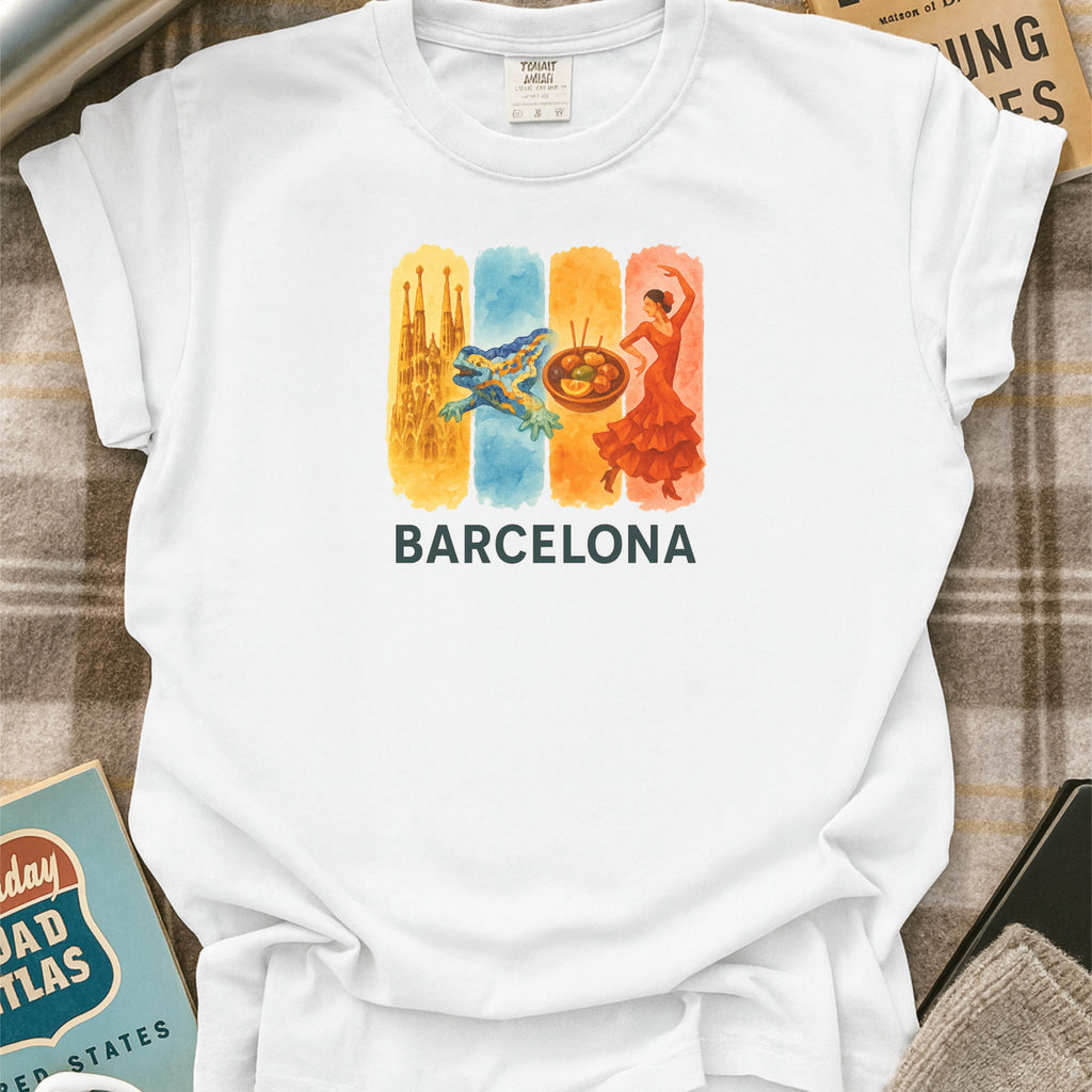 Barcelona Brushstroke Watercolor Comfort Colors Souvenir T-Shirt