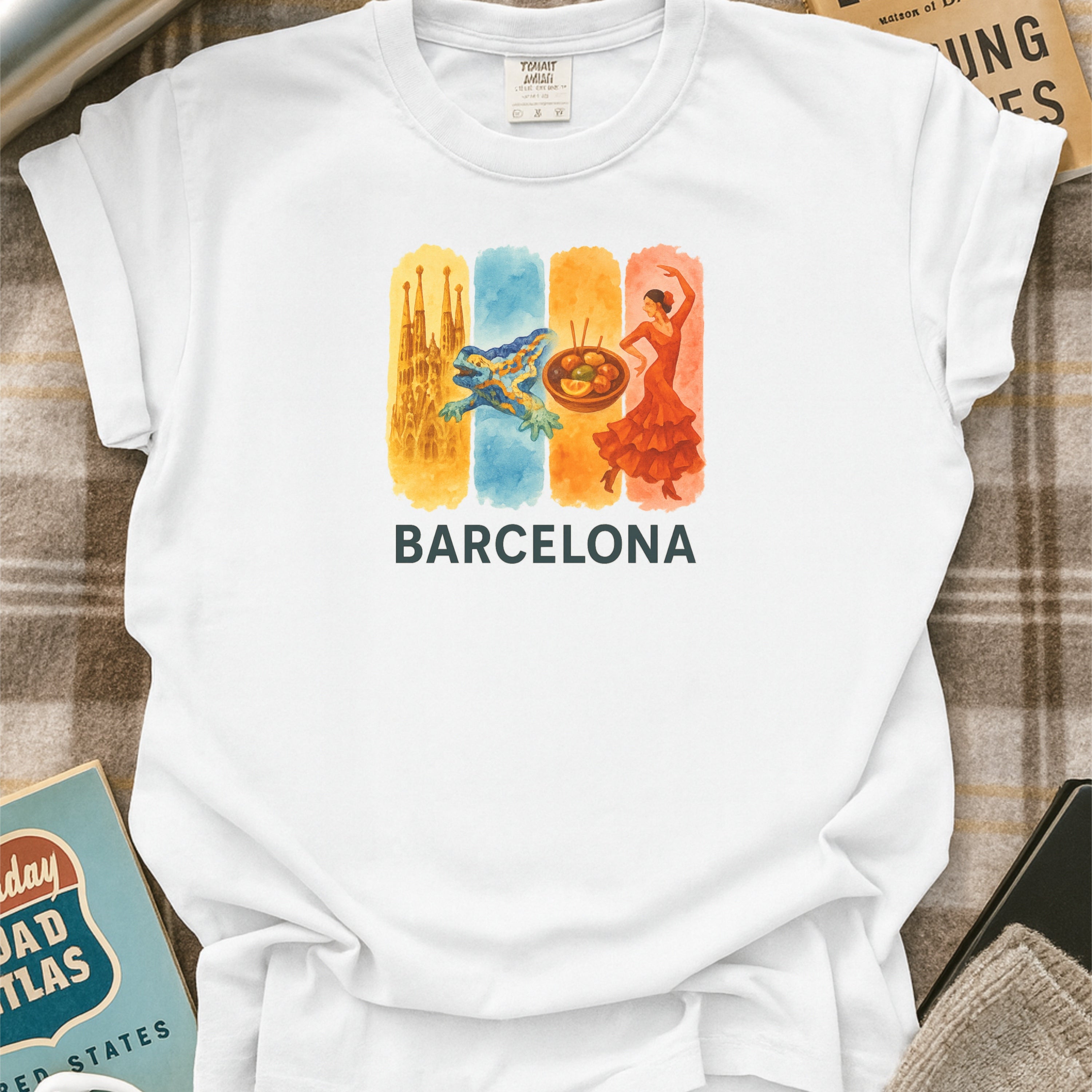 Barcelona Brushstroke Watercolor Comfort Colors Souvenir T-Shirt