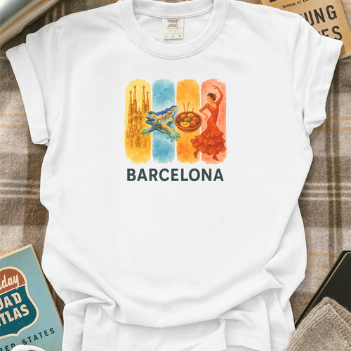 Barcelona Brushstroke Watercolor Comfort Colors Souvenir T-Shirt