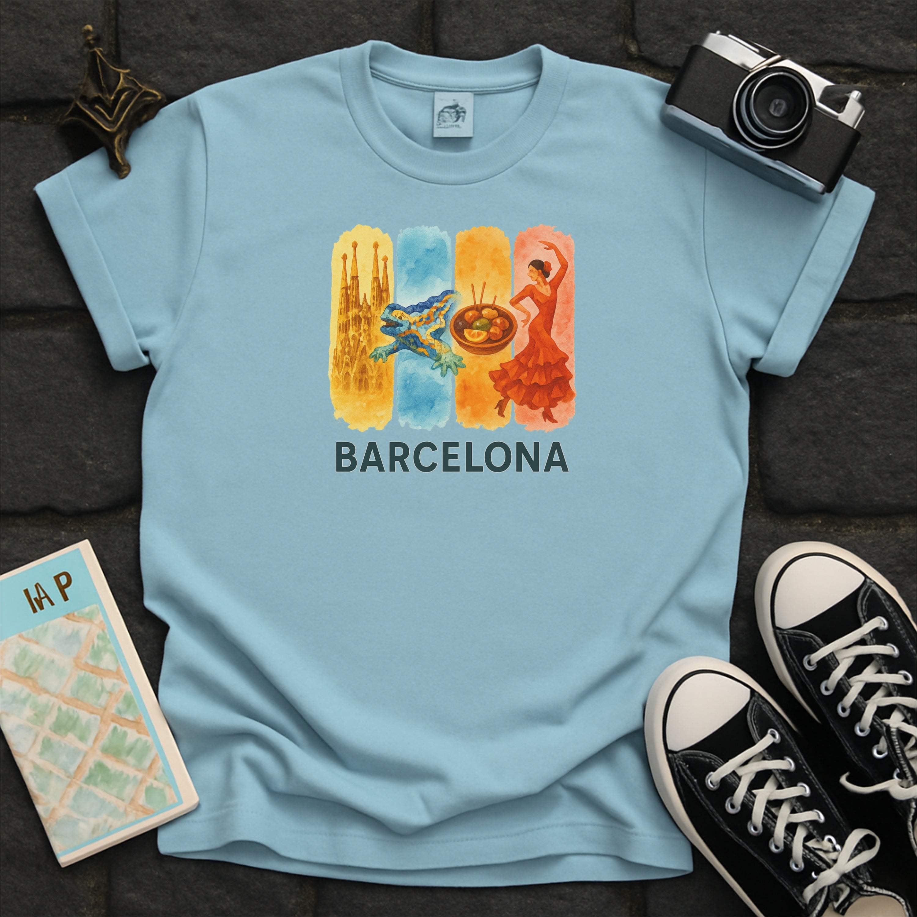 Barcelona Brushstroke Watercolor Comfort Colors Souvenir T-Shirt