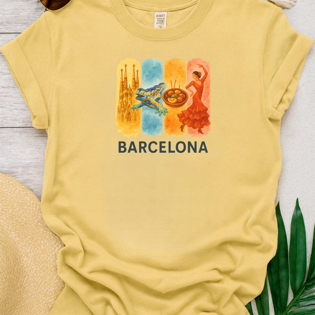 Barcelona Brushstroke Watercolor Comfort Colors Souvenir T-Shirt