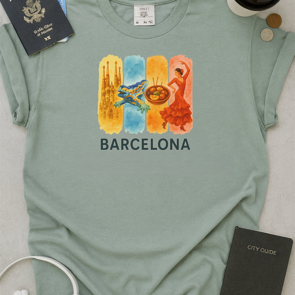 Barcelona Brushstroke Watercolor Comfort Colors Souvenir T-Shirt