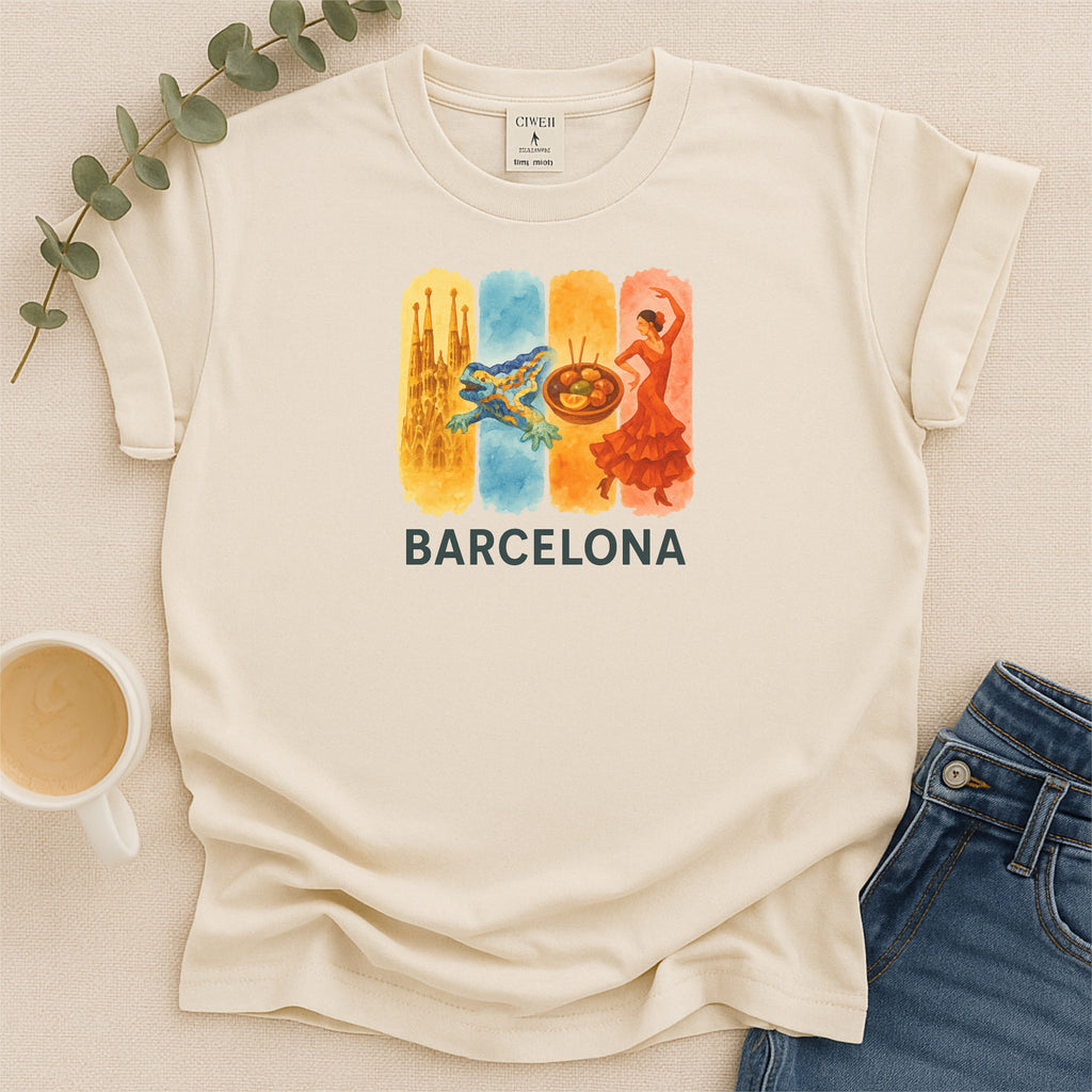 Barcelona Brushstroke Watercolor Comfort Colors Souvenir T-Shirt