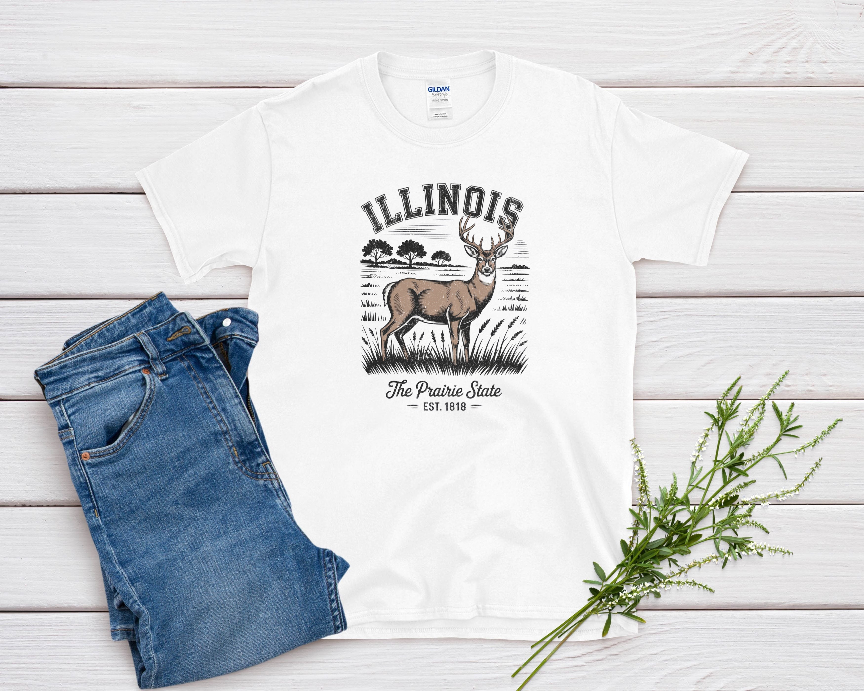 Illinois Iconic State Pride Gildan 64000 Souvenir T-Shirt