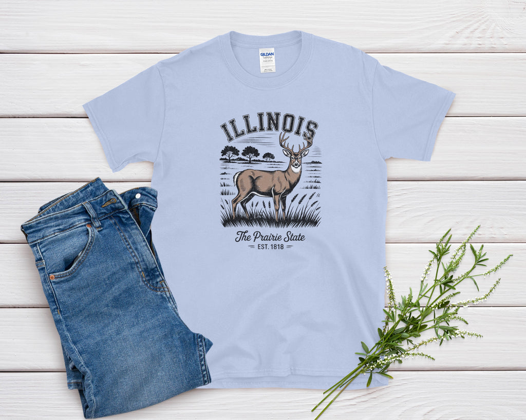 Illinois Iconic State Pride Gildan 64000 Souvenir T-Shirt