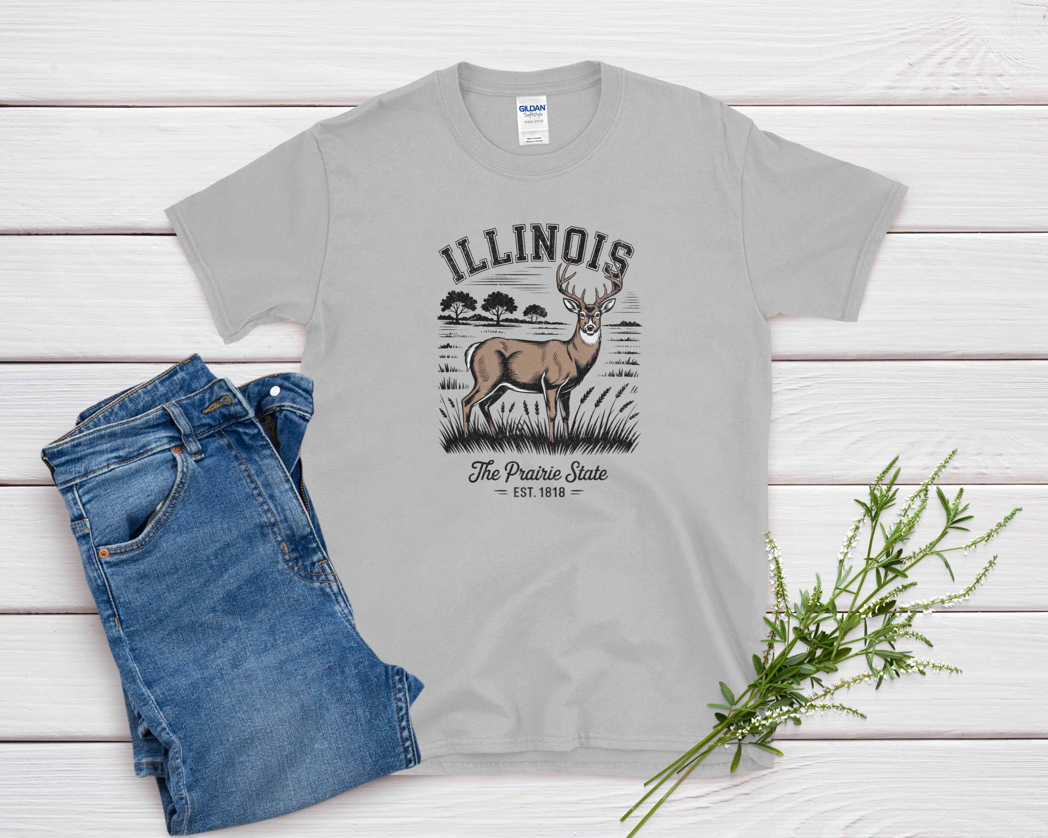 Illinois Iconic State Pride Gildan 64000 Souvenir T-Shirt