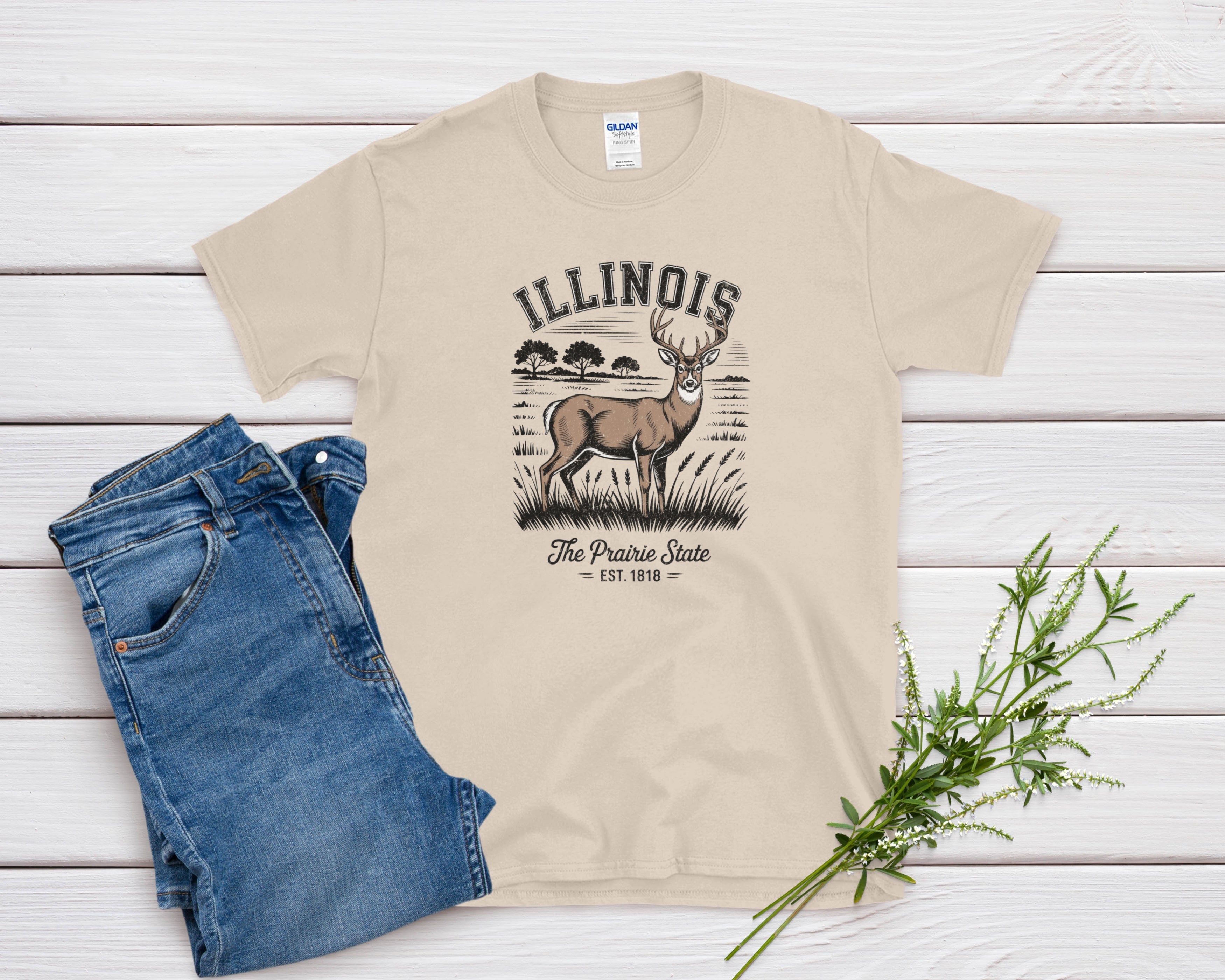 Illinois Iconic State Pride Gildan 64000 Souvenir T-Shirt