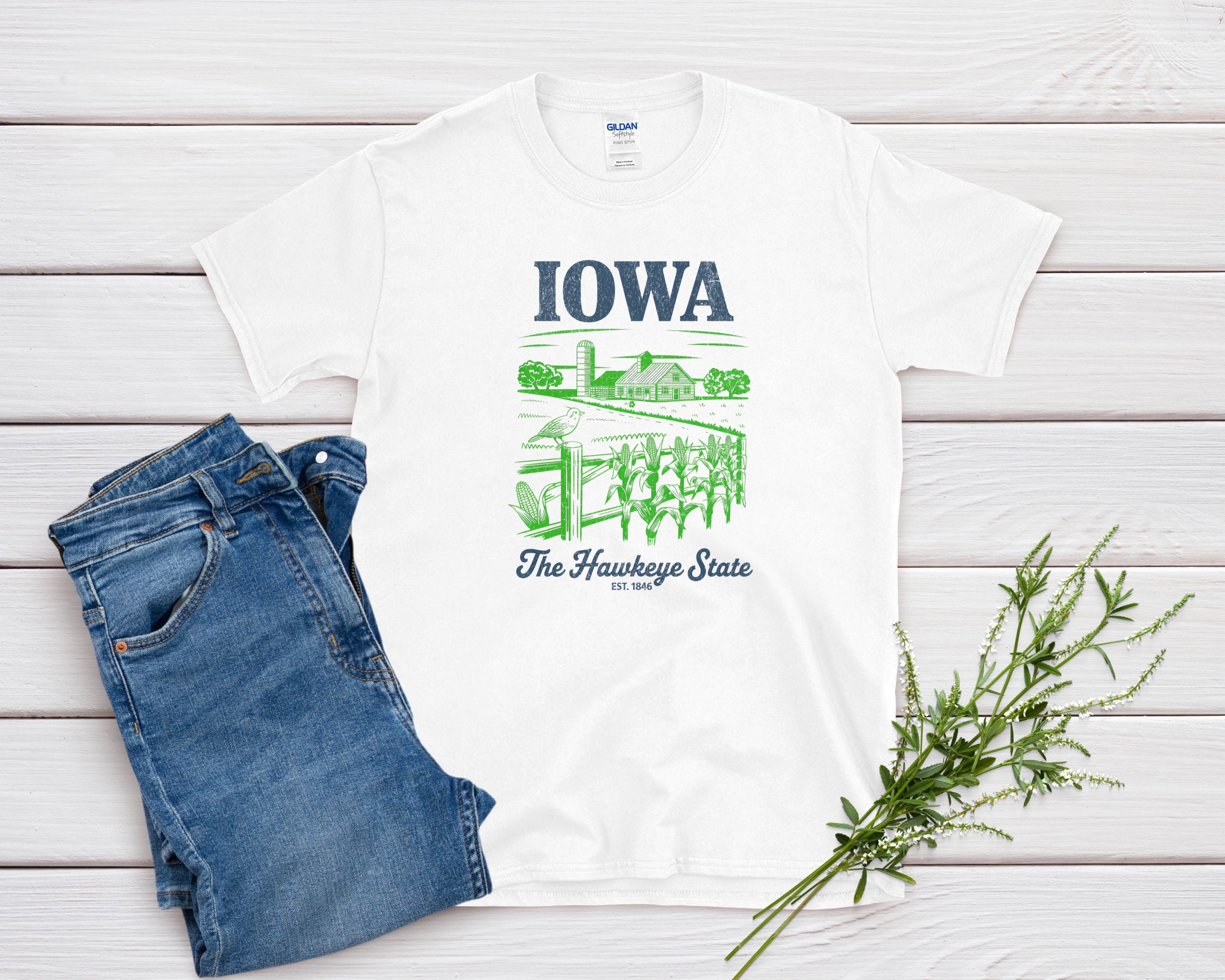 Iowa Iconic State Pride Gildan 64000 Souvenir T-Shirt