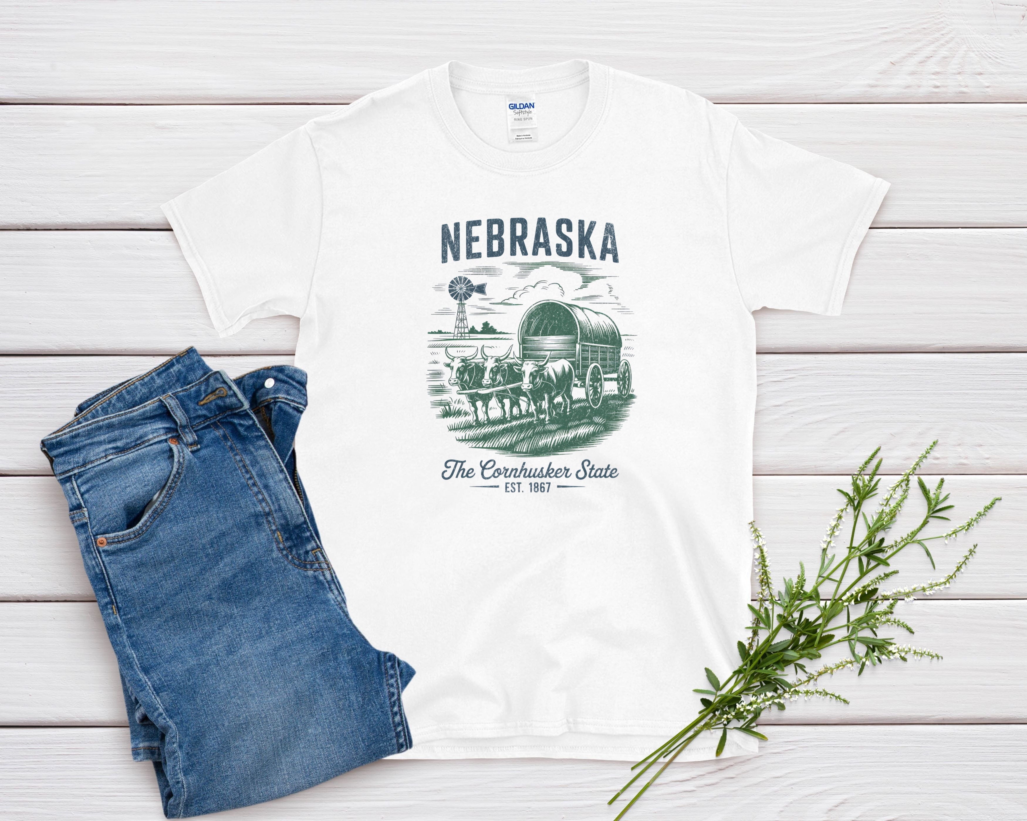 Nebraska Iconic State Pride Gildan 64000 Souvenir T-Shirt