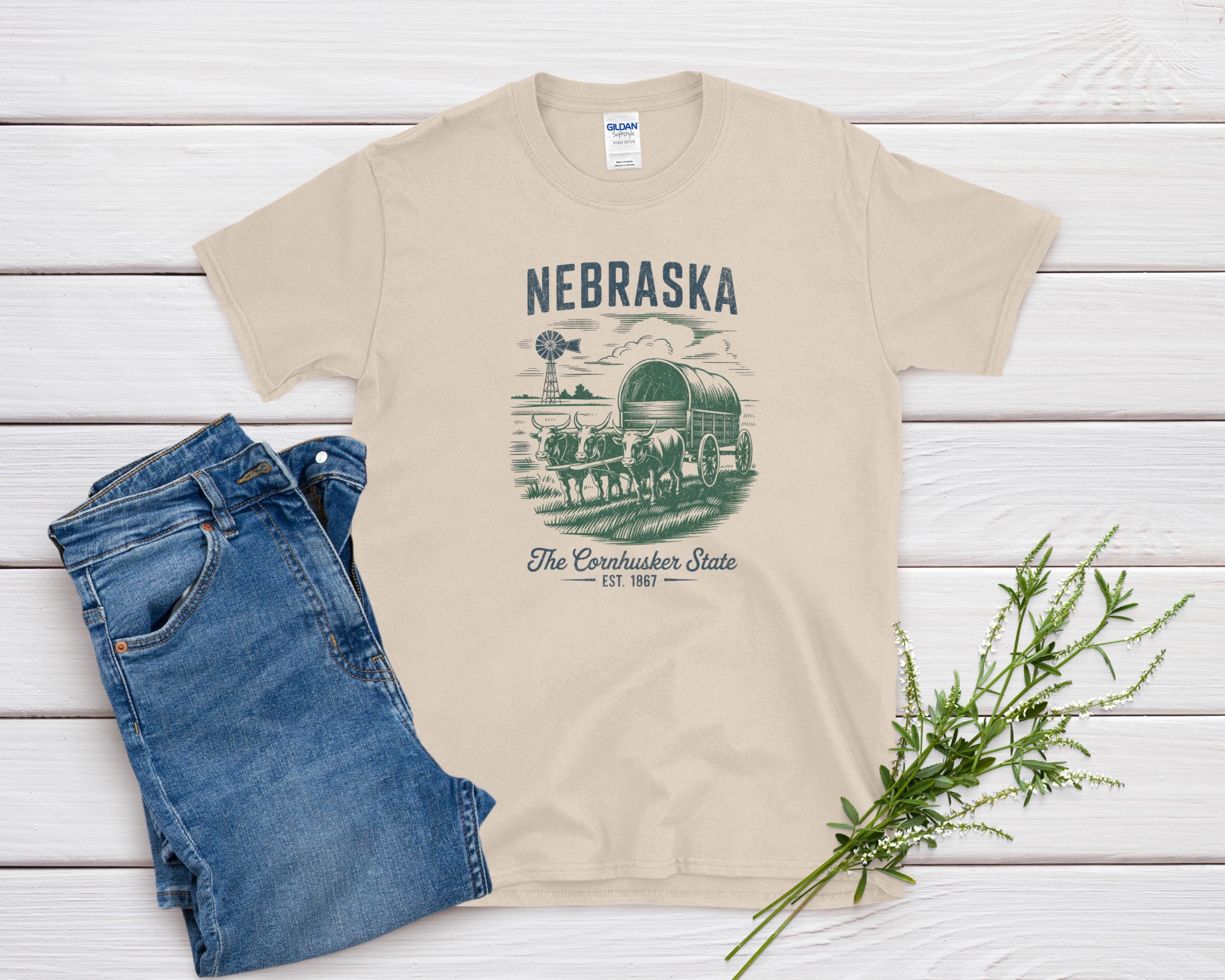 Nebraska Iconic State Pride Gildan 64000 Souvenir T-Shirt