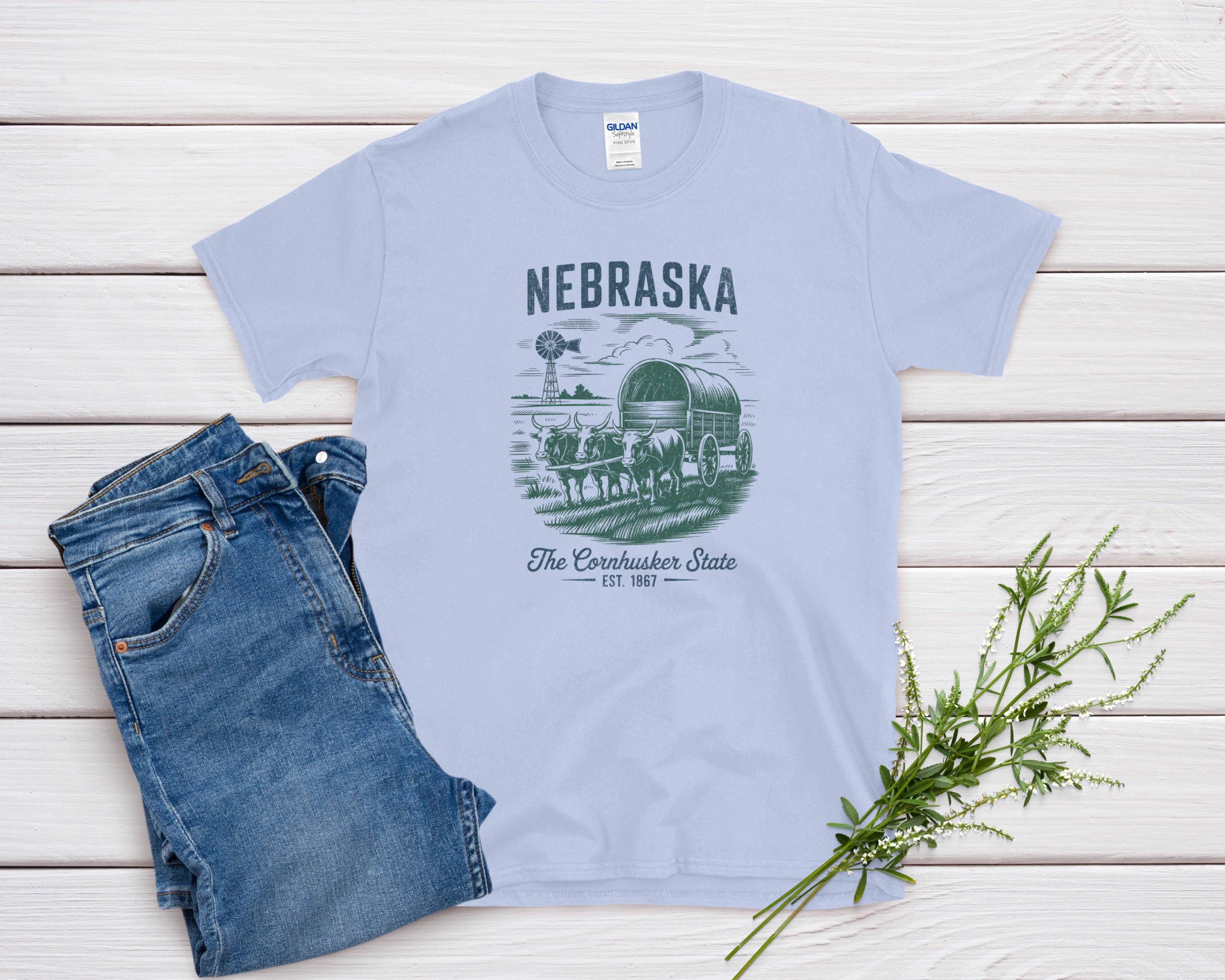 Nebraska Iconic State Pride Gildan 64000 Souvenir T-Shirt