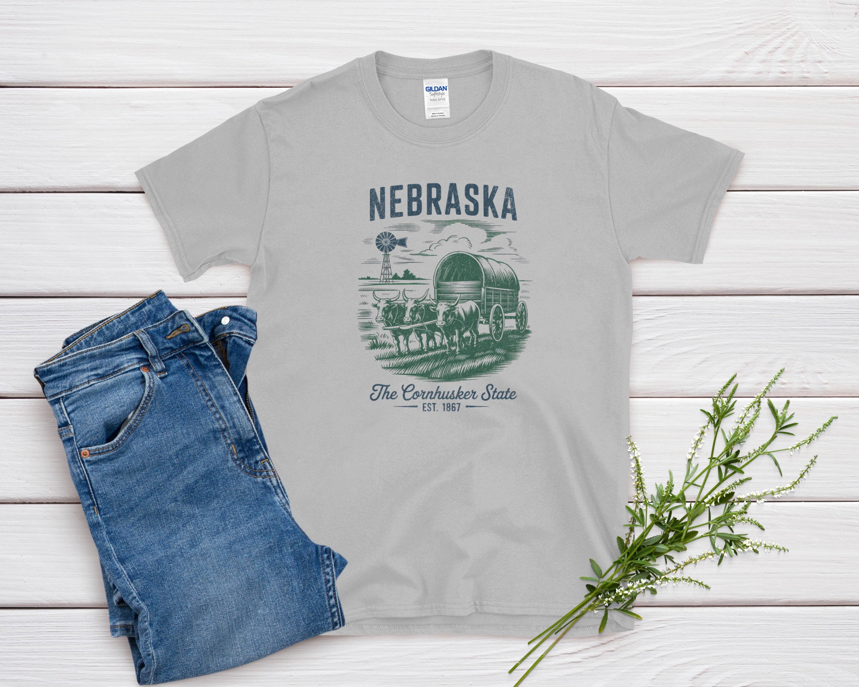 Nebraska Iconic State Pride Gildan 64000 Souvenir T-Shirt