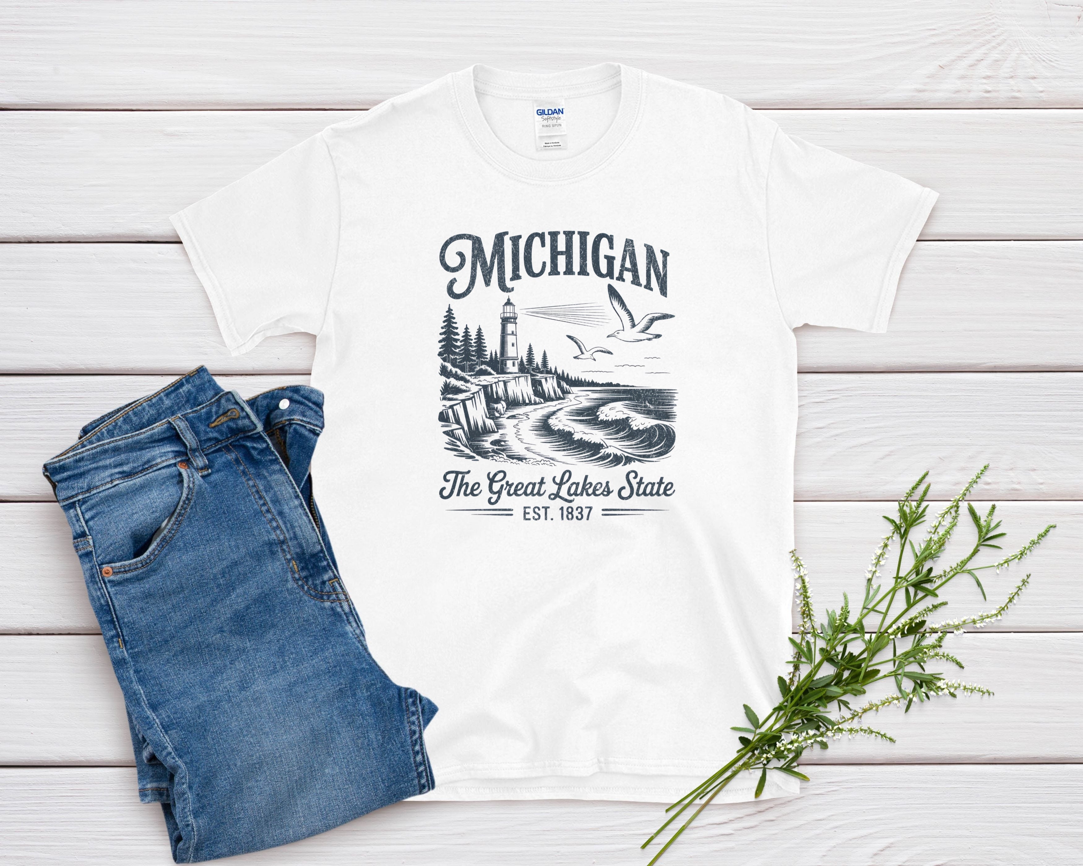 Michigan Iconic State Pride Gildan 64000 Souvenir T-Shirt