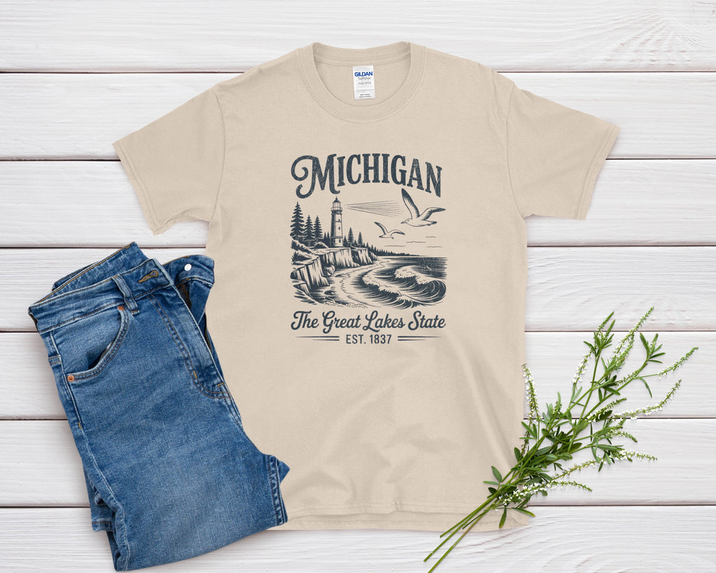 Michigan Iconic State Pride Gildan 64000 Souvenir T-Shirt