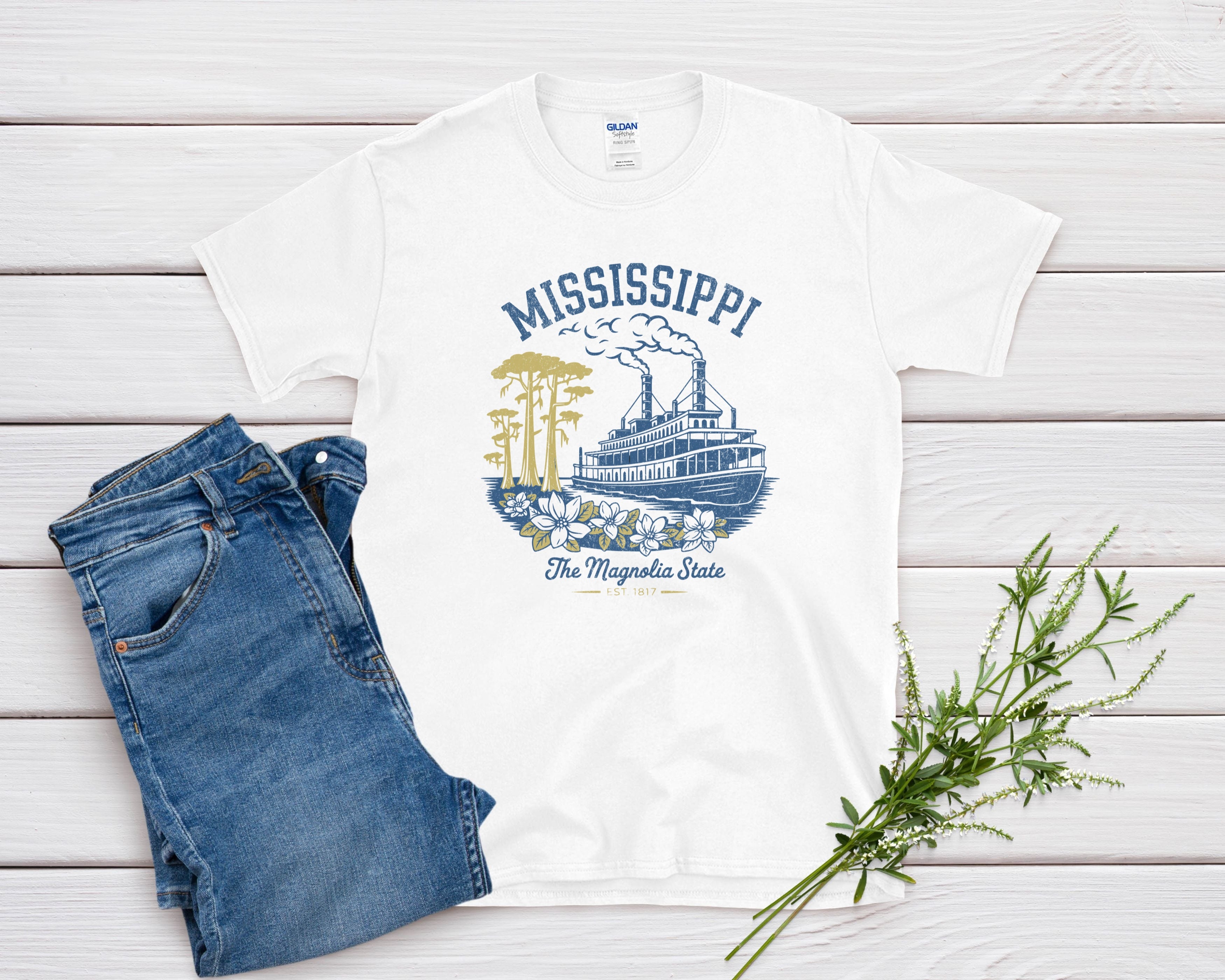 Mississippi Iconic State Pride Gildan 64000 Souvenir T-Shirt