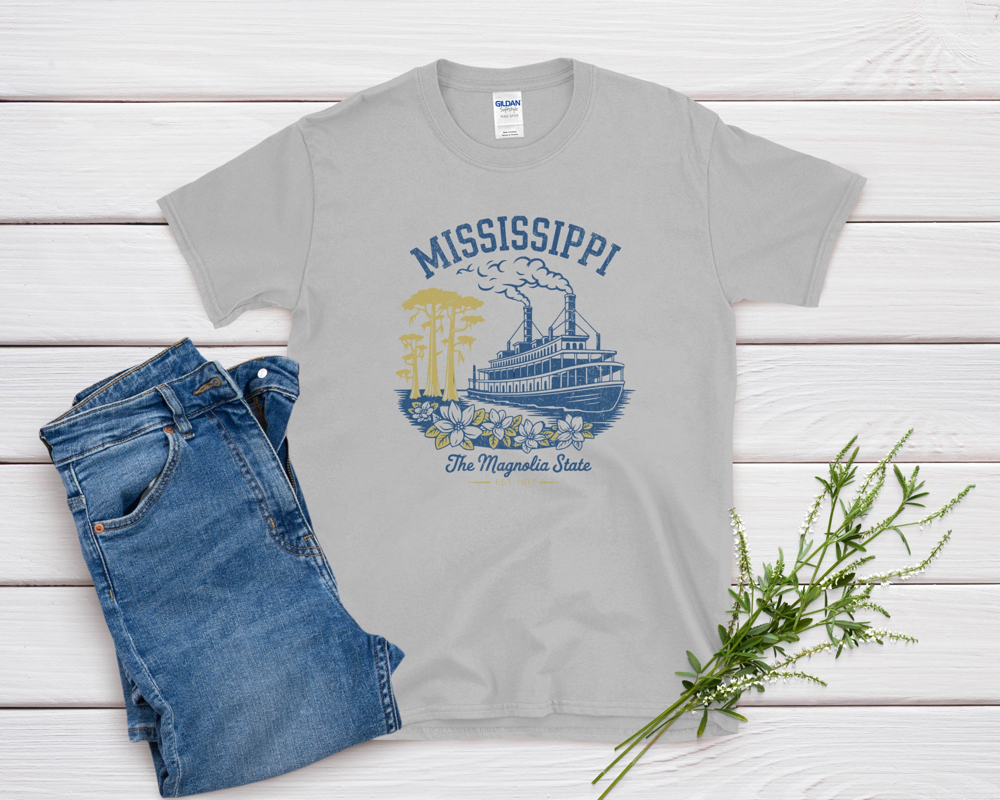 Mississippi Iconic State Pride Gildan 64000 Souvenir T-Shirt