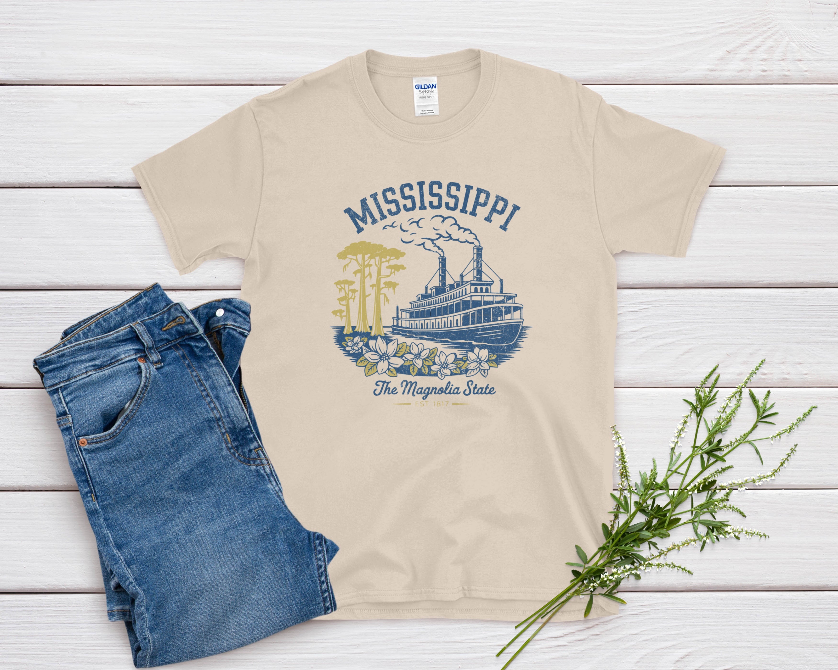 Mississippi Iconic State Pride Gildan 64000 Souvenir T-Shirt