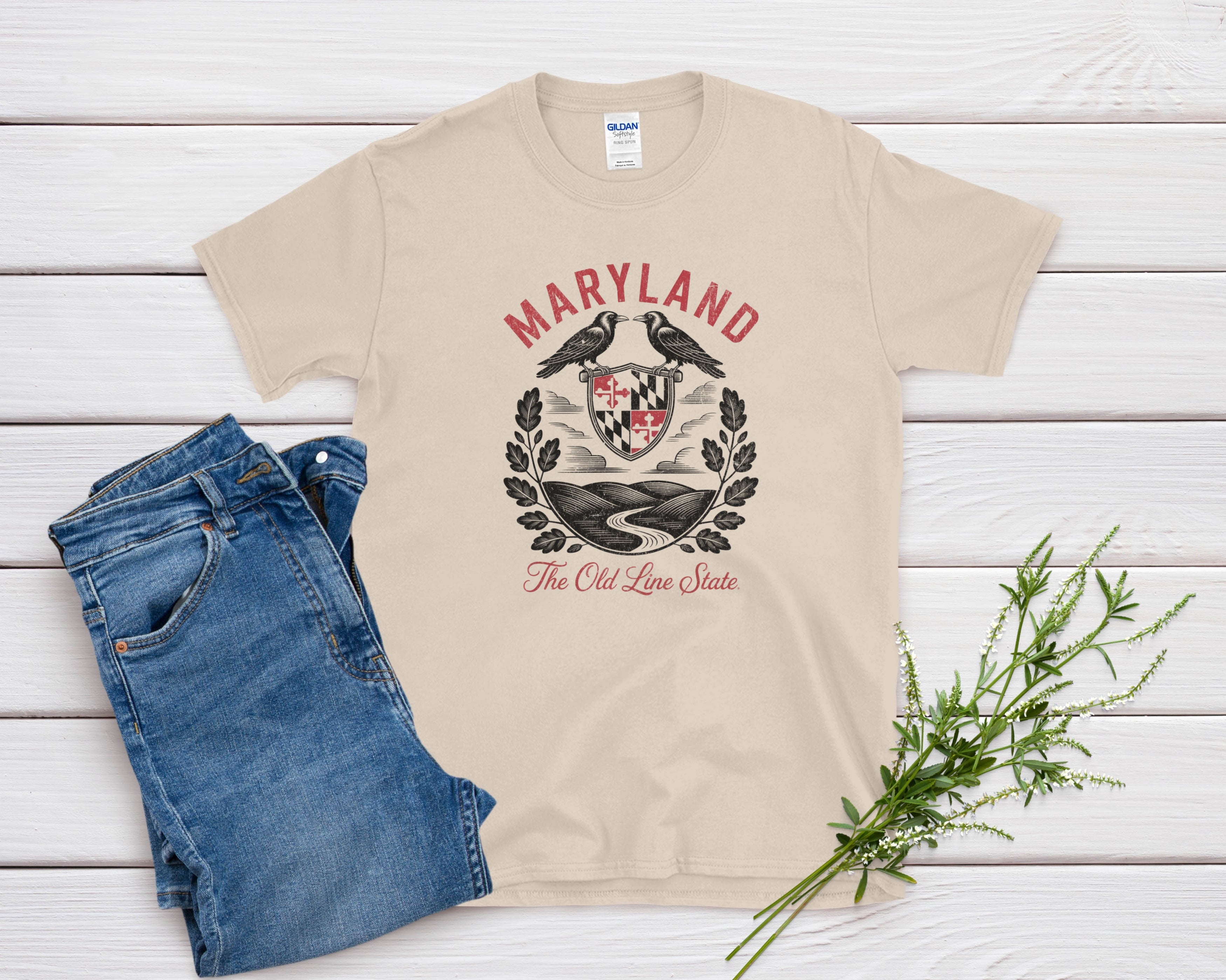 Maryland Iconic State Pride Gildan 64000 Souvenir T-Shirt