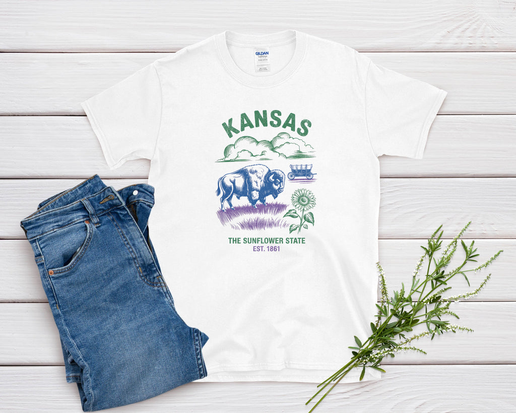 Kansas Iconic State Pride Gildan 64000 Souvenir T-Shirt
