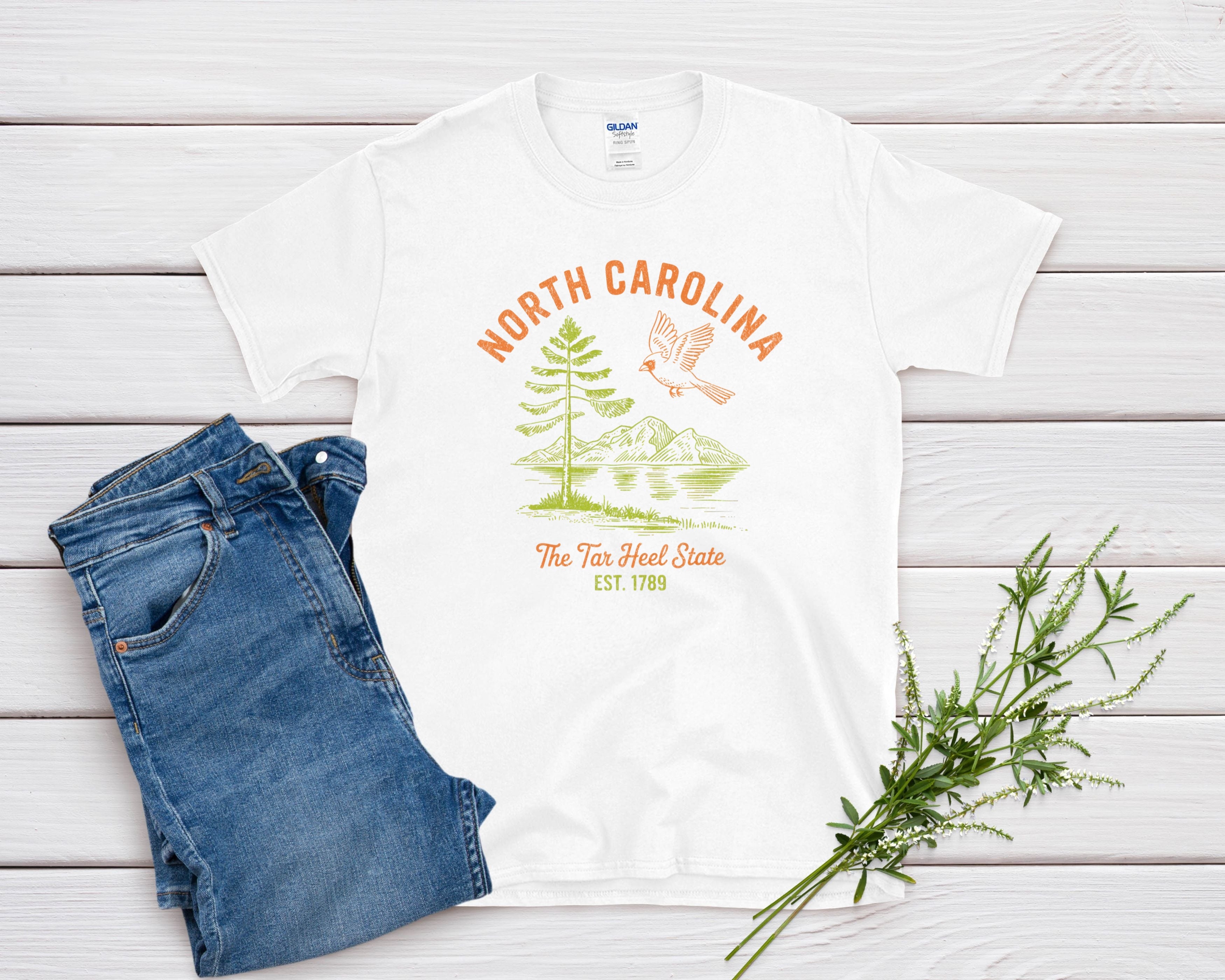 North Carolina Iconic State Pride Gildan 64000 Souvenir T-Shirt