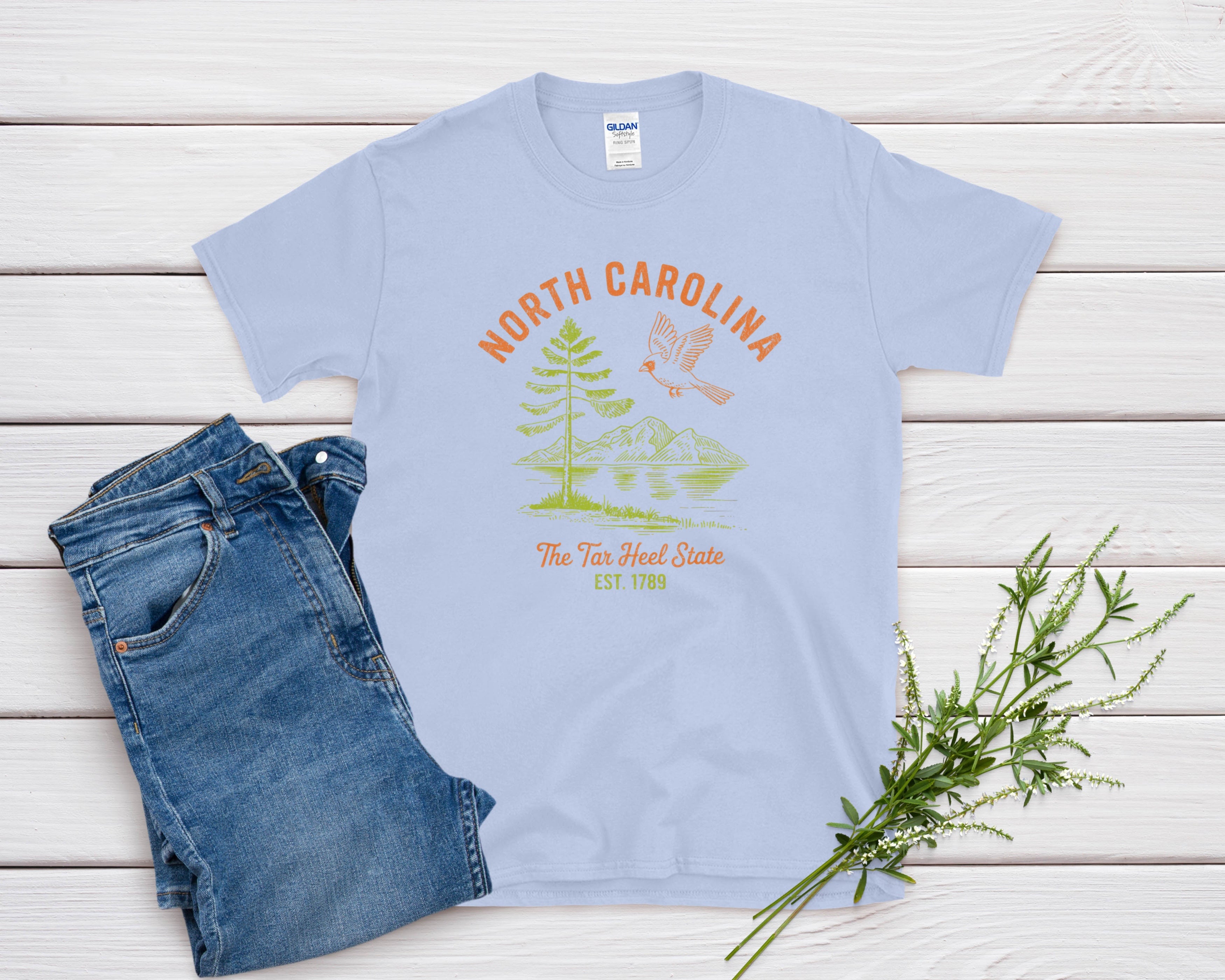 North Carolina Iconic State Pride Gildan 64000 Souvenir T-Shirt