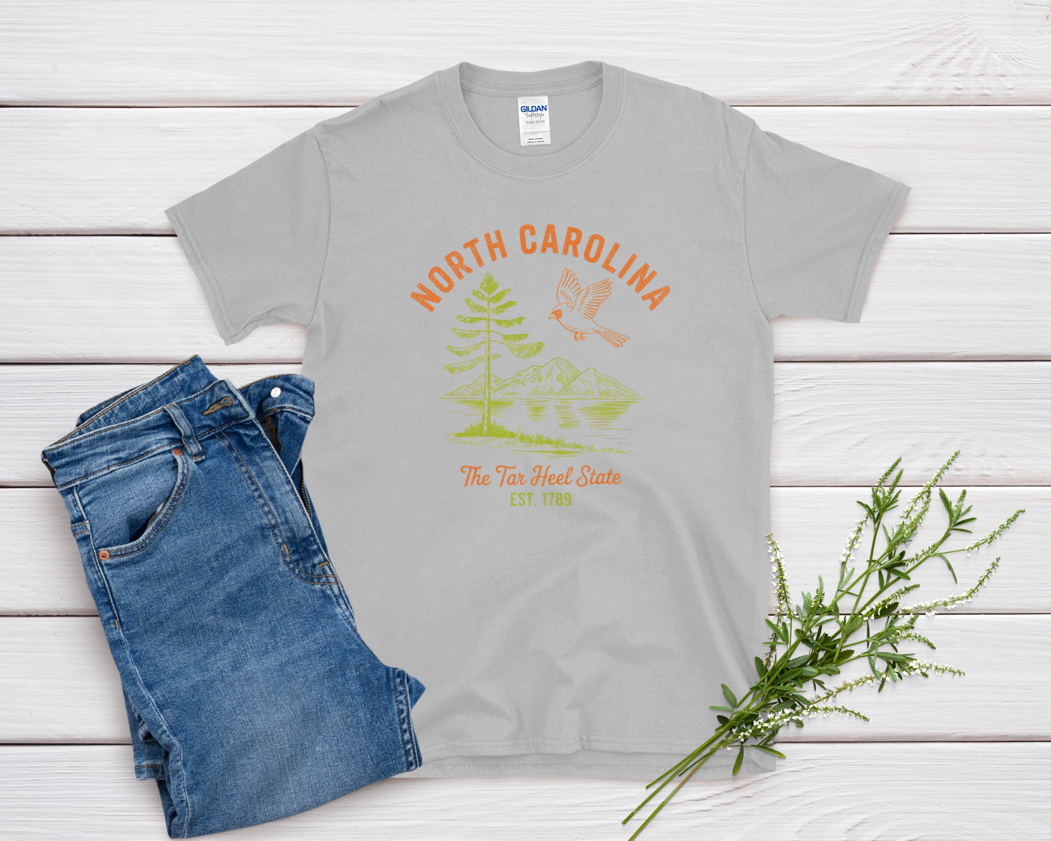 North Carolina Iconic State Pride Gildan 64000 Souvenir T-Shirt