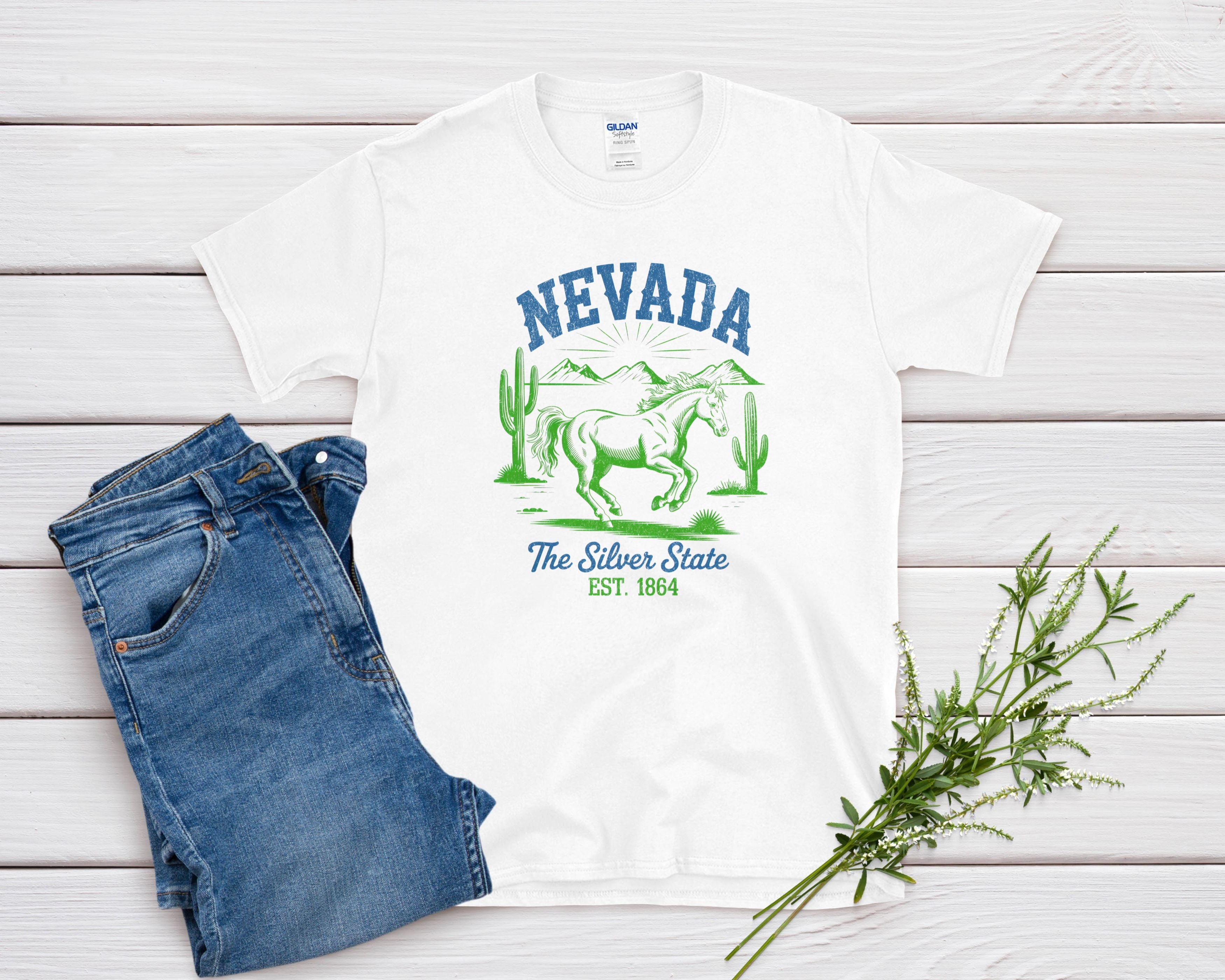 Nevada Iconic State Pride Gildan 64000 Souvenir T-Shirt