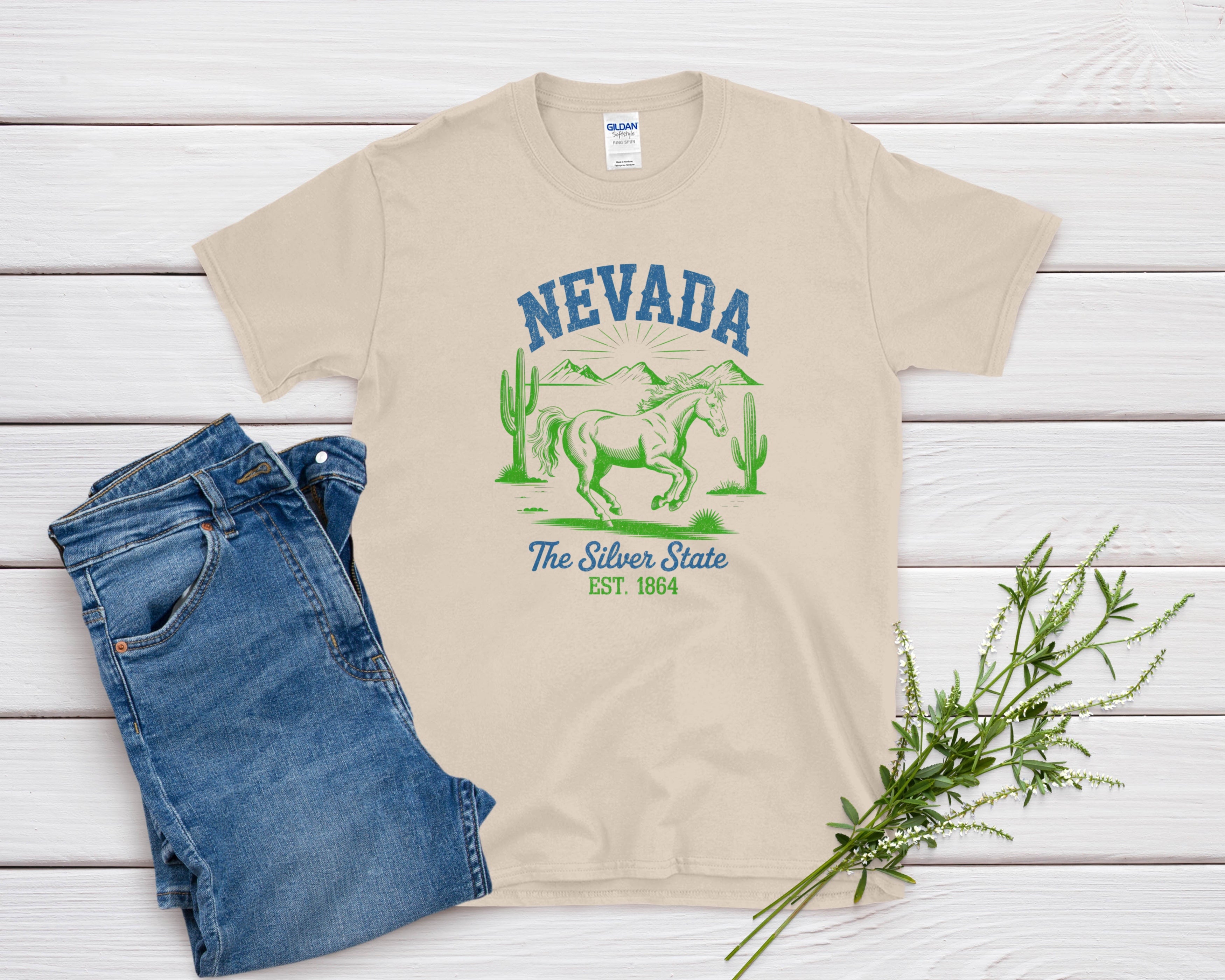 Nevada Iconic State Pride Gildan 64000 Souvenir T-Shirt