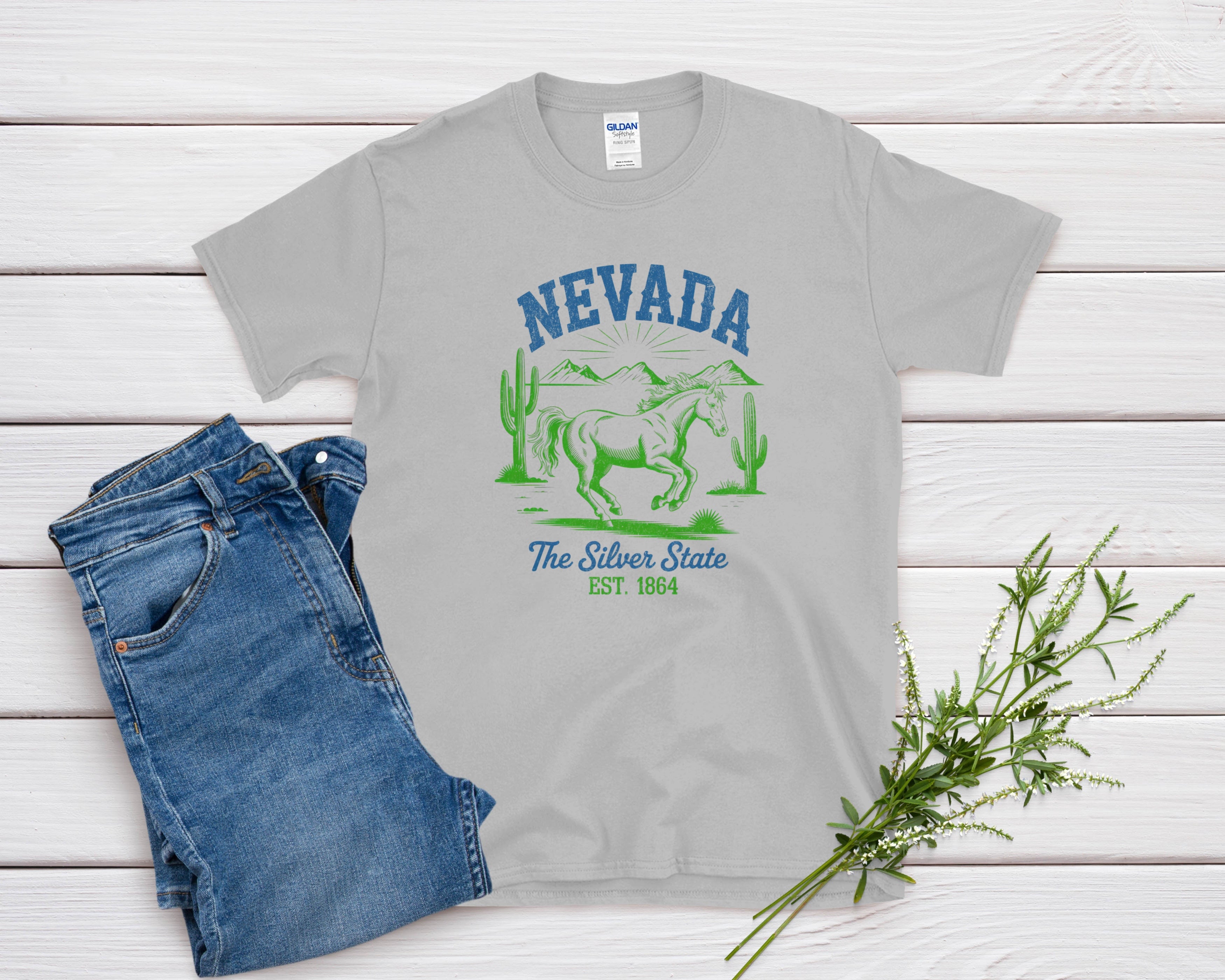 Nevada Iconic State Pride Gildan 64000 Souvenir T-Shirt