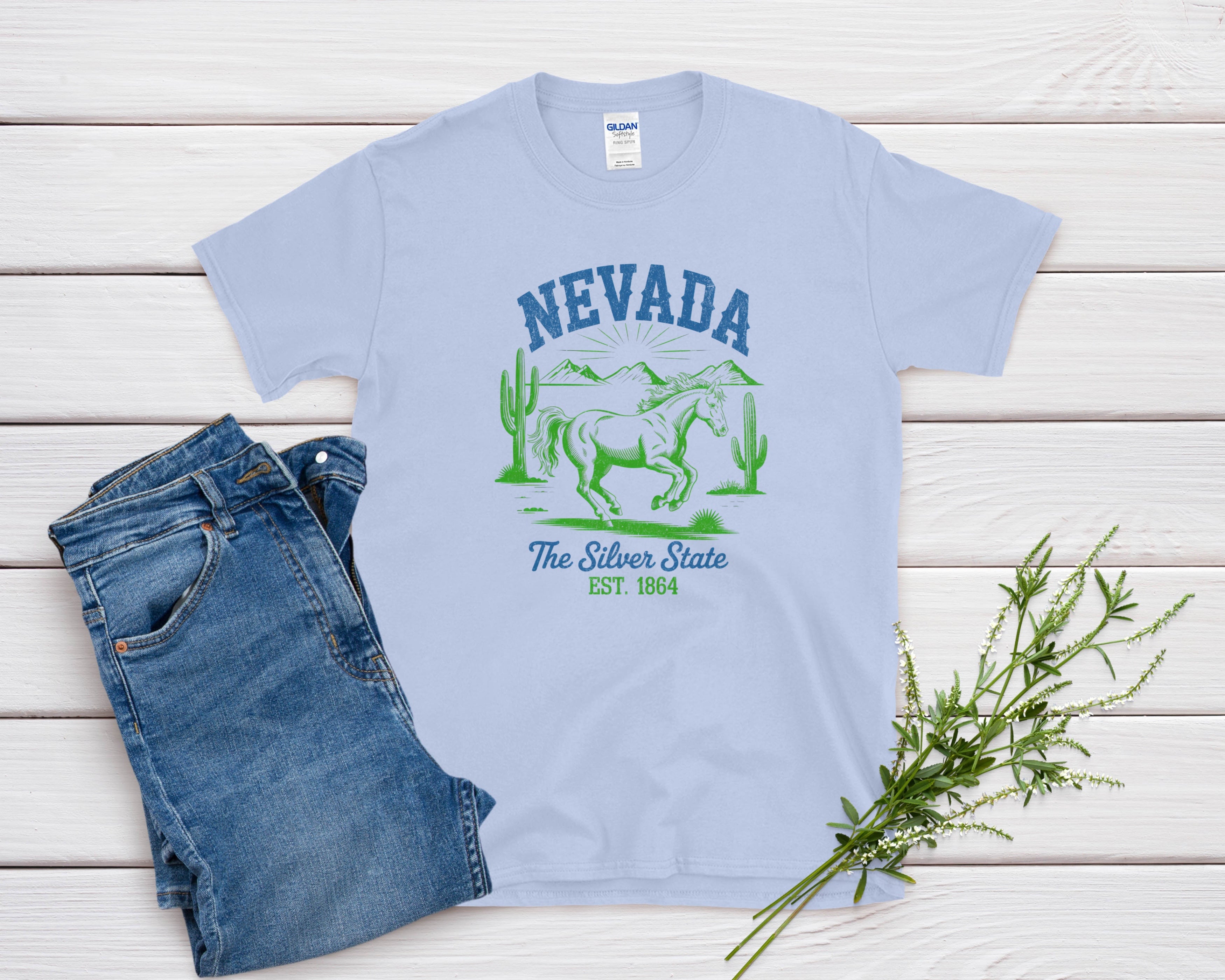 Nevada Iconic State Pride Gildan 64000 Souvenir T-Shirt