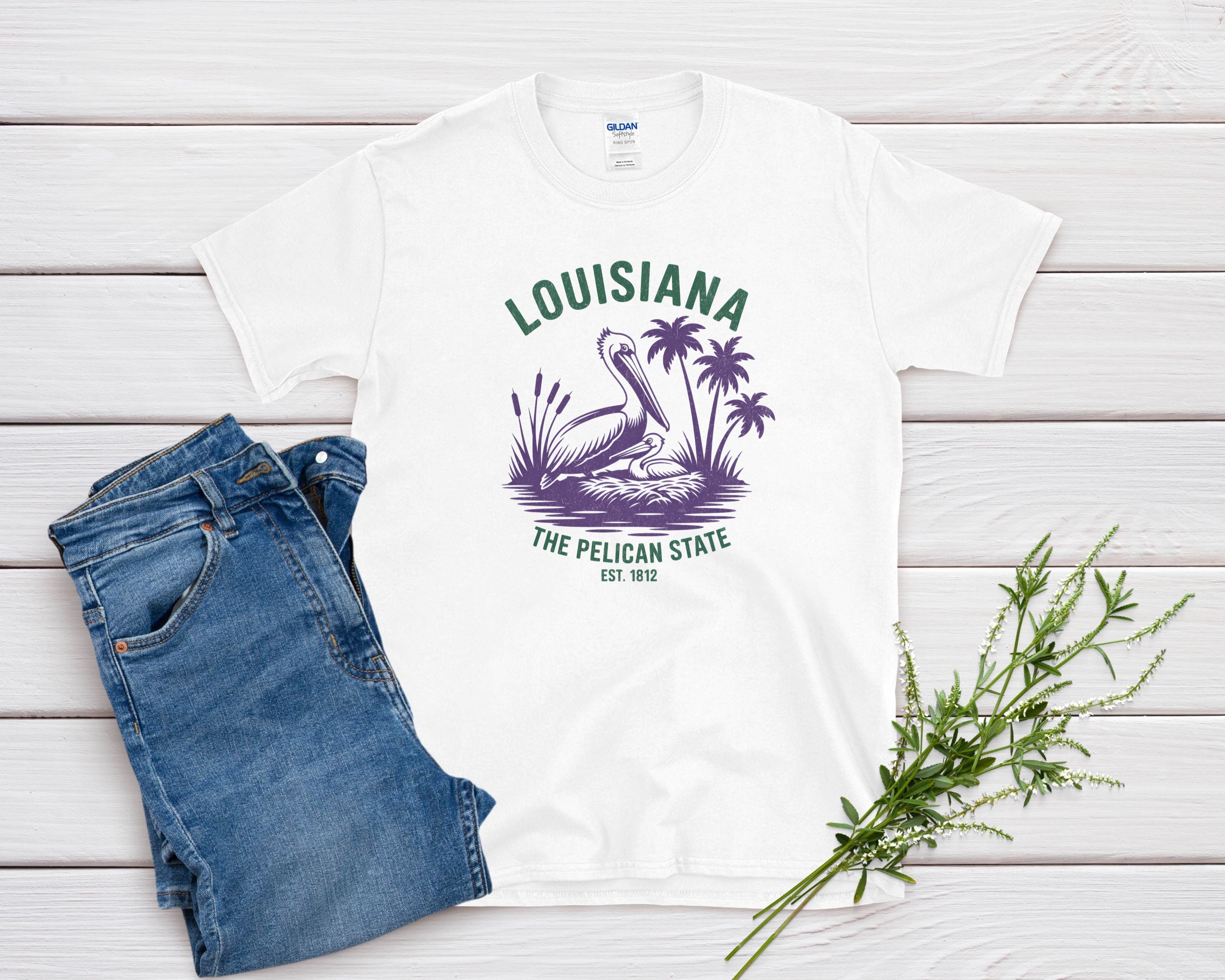 Louisiana Iconic State Pride Gildan 64000 Souvenir T-Shirt