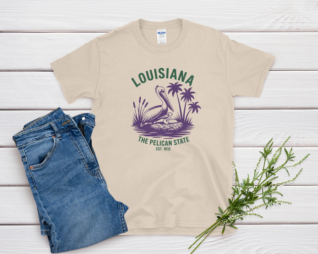 Louisiana Iconic State Pride Gildan 64000 Souvenir T-Shirt