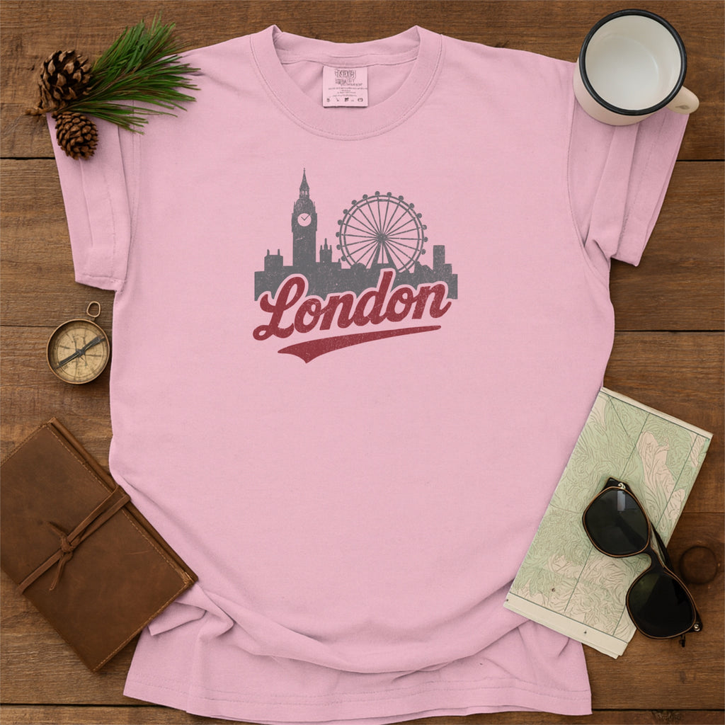 London England Skyline with Retro Swoosh Comfort Colors Souvenir T-Shirt