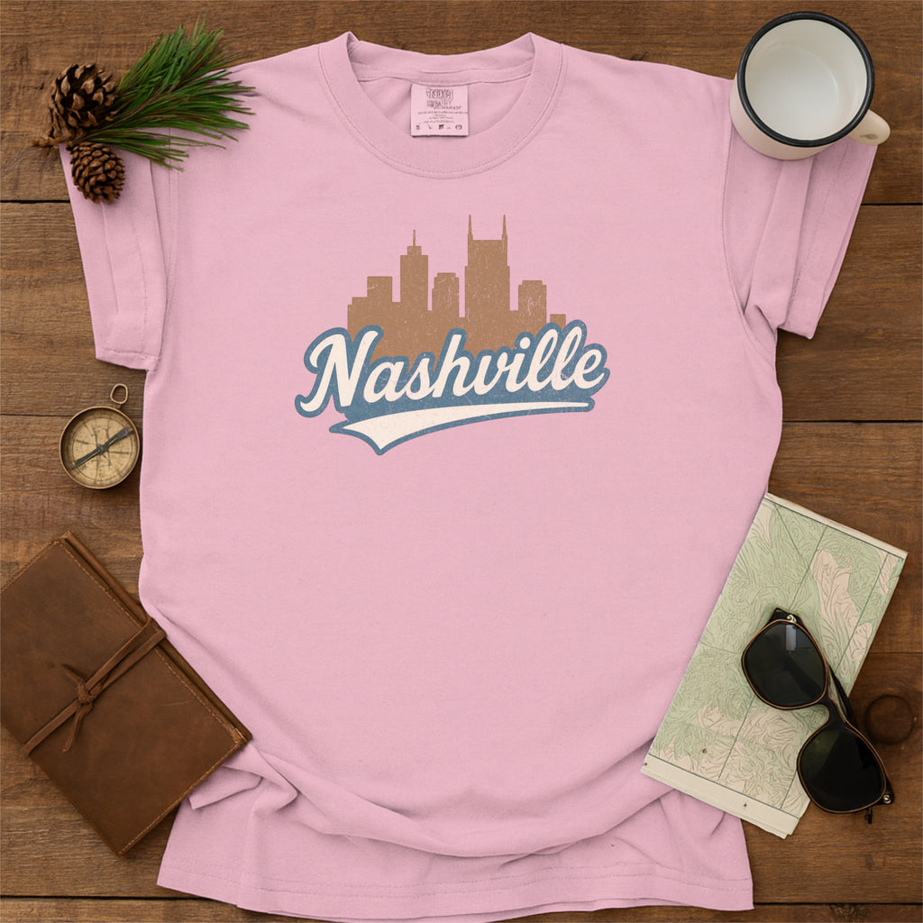 Nashville Tennessee Skyline with Retro Swoosh Comfort Colors Souvenir T-Shirt