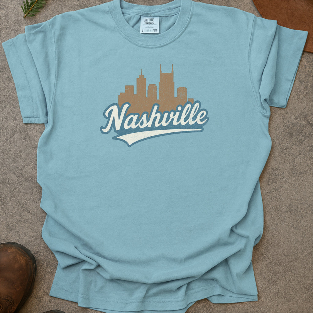 Nashville Tennessee Skyline with Retro Swoosh Comfort Colors Souvenir T-Shirt