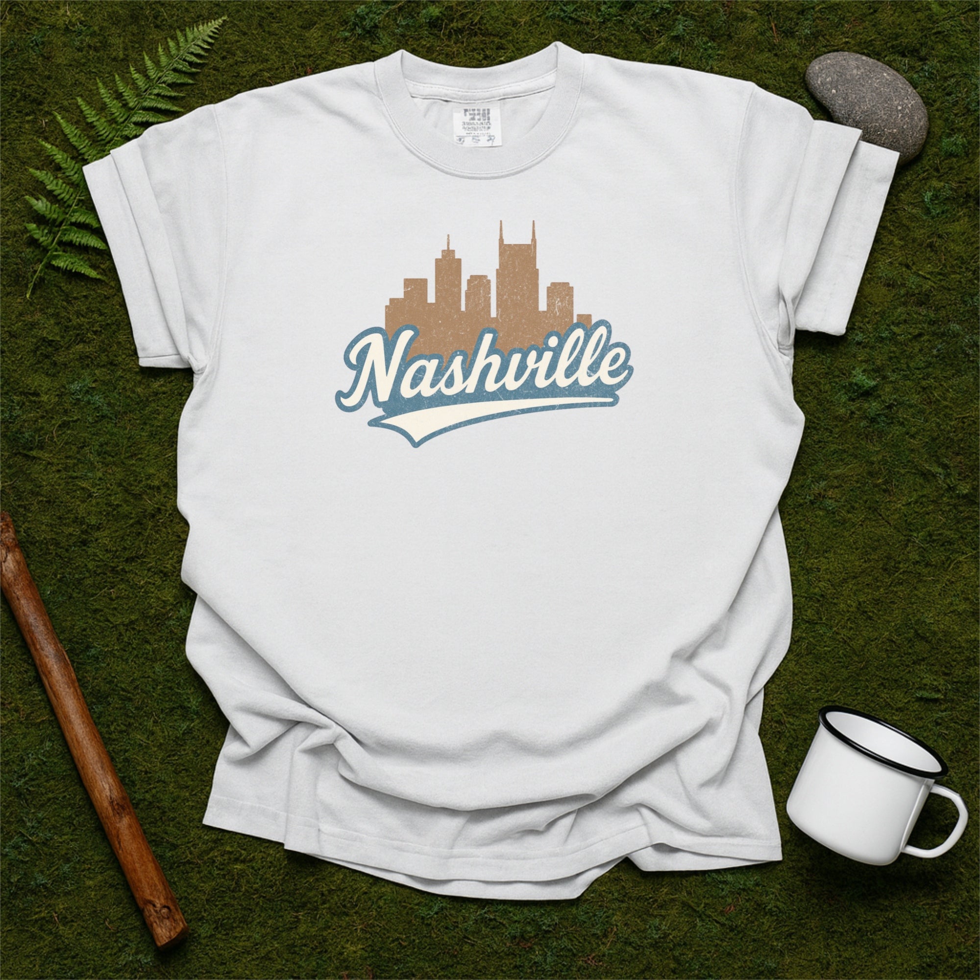 Nashville Tennessee Skyline with Retro Swoosh Comfort Colors Souvenir T-Shirt