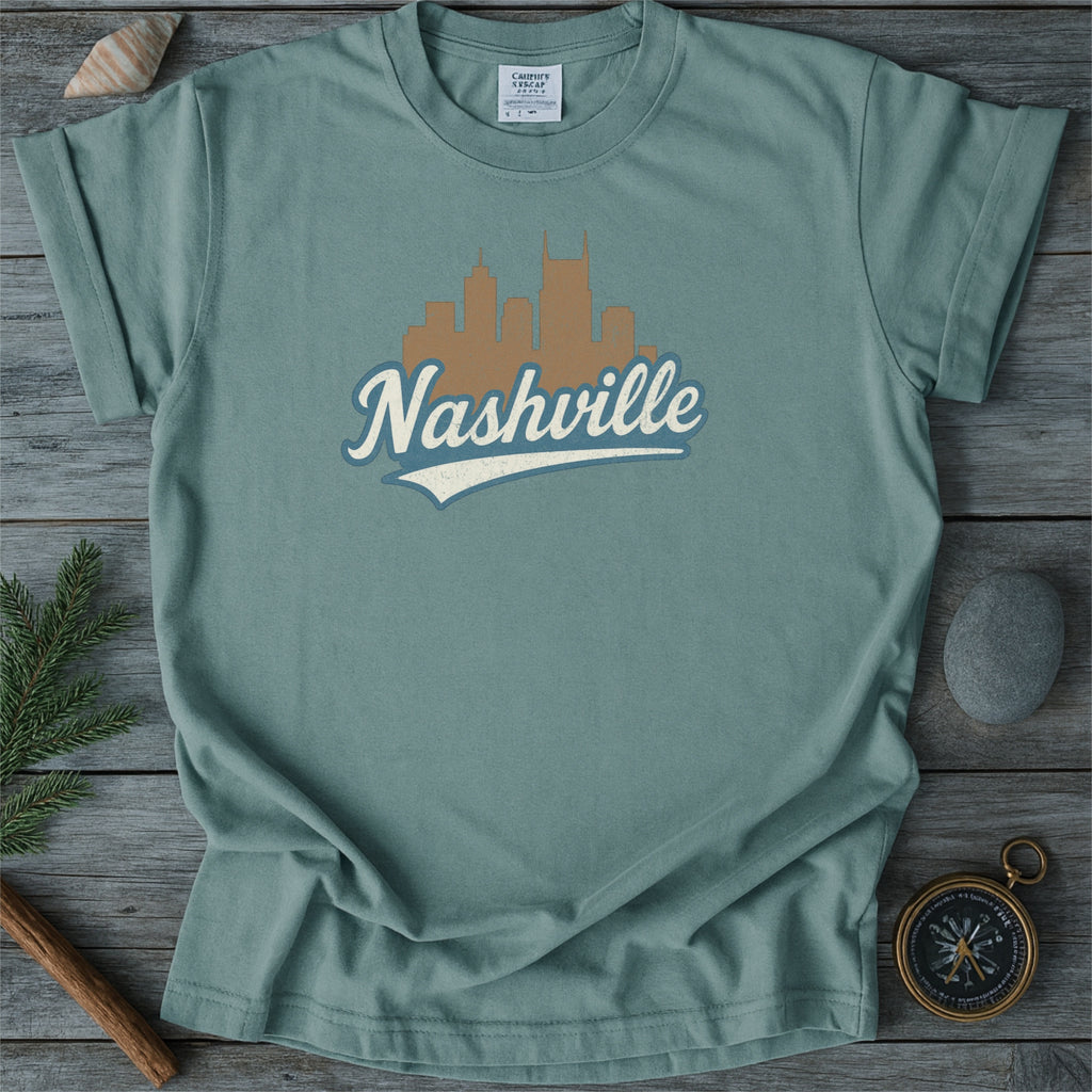 Nashville Tennessee Skyline with Retro Swoosh Comfort Colors Souvenir T-Shirt