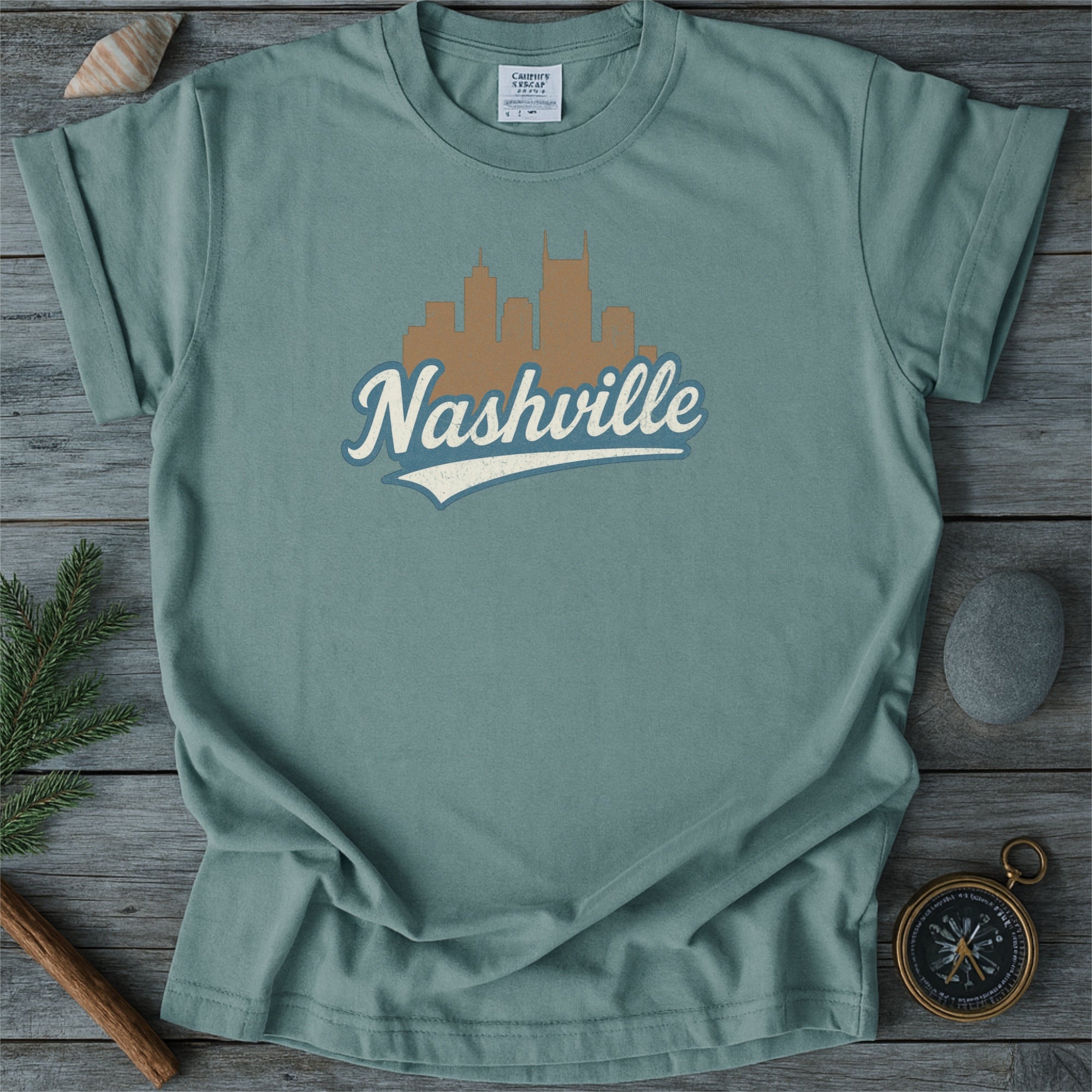 Nashville Tennessee Skyline with Retro Swoosh Comfort Colors Souvenir T-Shirt