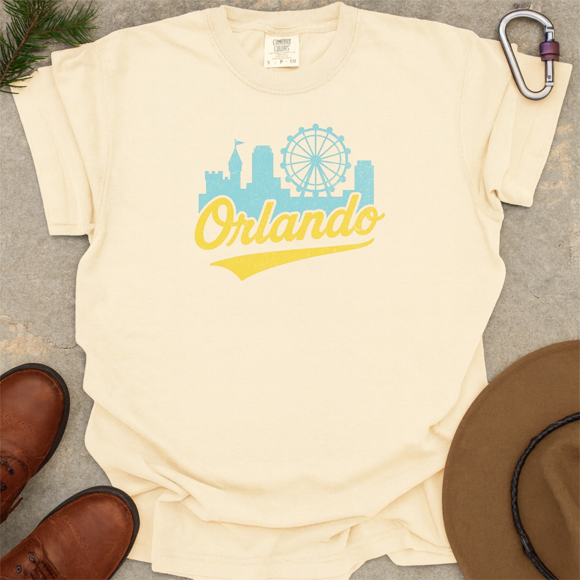 Orlando Florida Skyline with Retro Swoosh Comfort Colors Souvenir T-Shirt