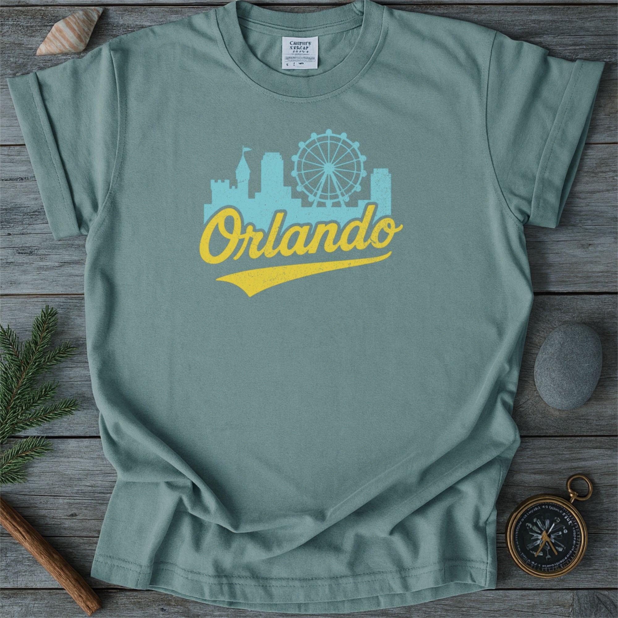 Orlando Florida Skyline with Retro Swoosh Comfort Colors Souvenir T-Shirt