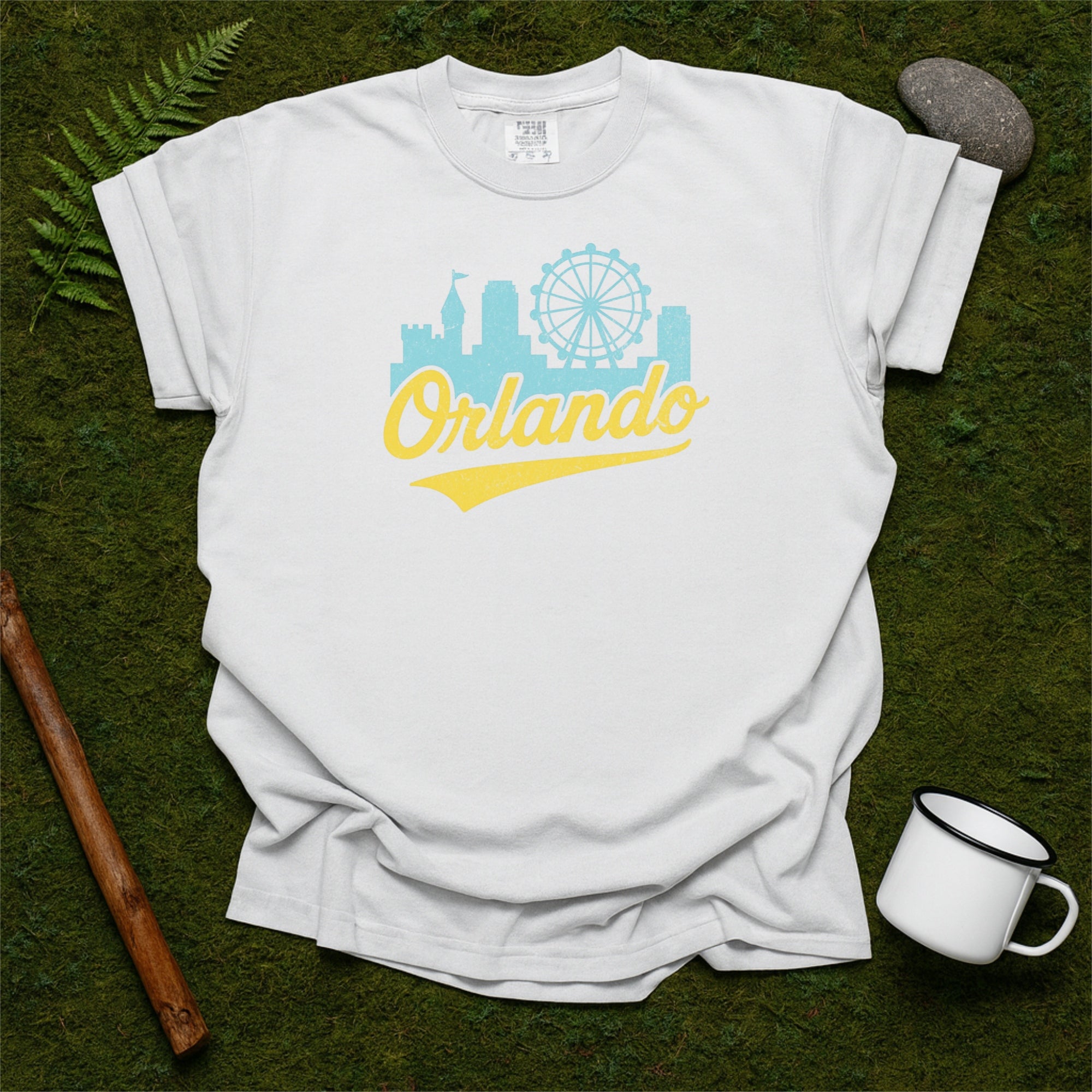 Orlando Florida Skyline with Retro Swoosh Comfort Colors Souvenir T-Shirt