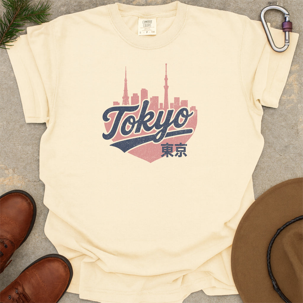 Tokyo Japan Skyline with Retro Swoosh Comfort Colors Souvenir T-Shirt
