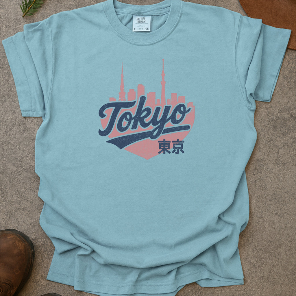 Tokyo Japan Skyline with Retro Swoosh Comfort Colors Souvenir T-Shirt