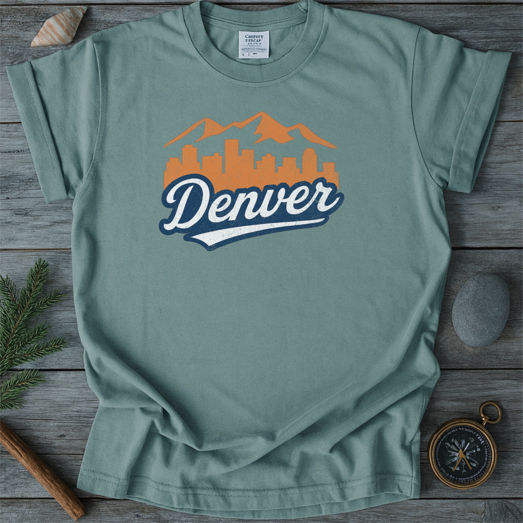 Denver Colorado Skyline with Retro Swoosh Comfort Colors Souvenir T-Shirt