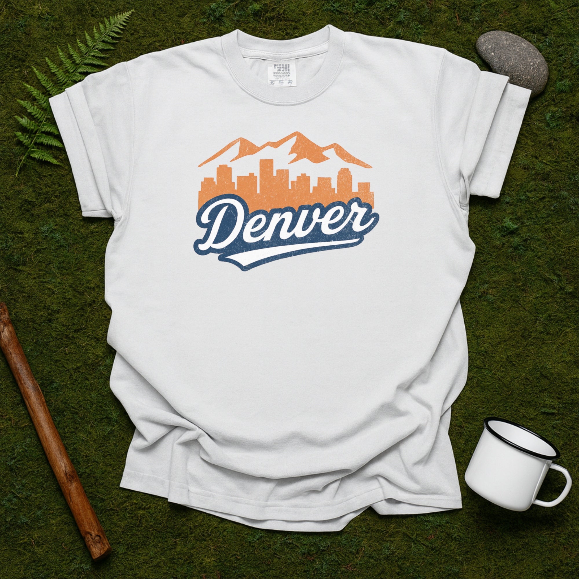 Denver Colorado Skyline with Retro Swoosh Comfort Colors Souvenir T-Shirt