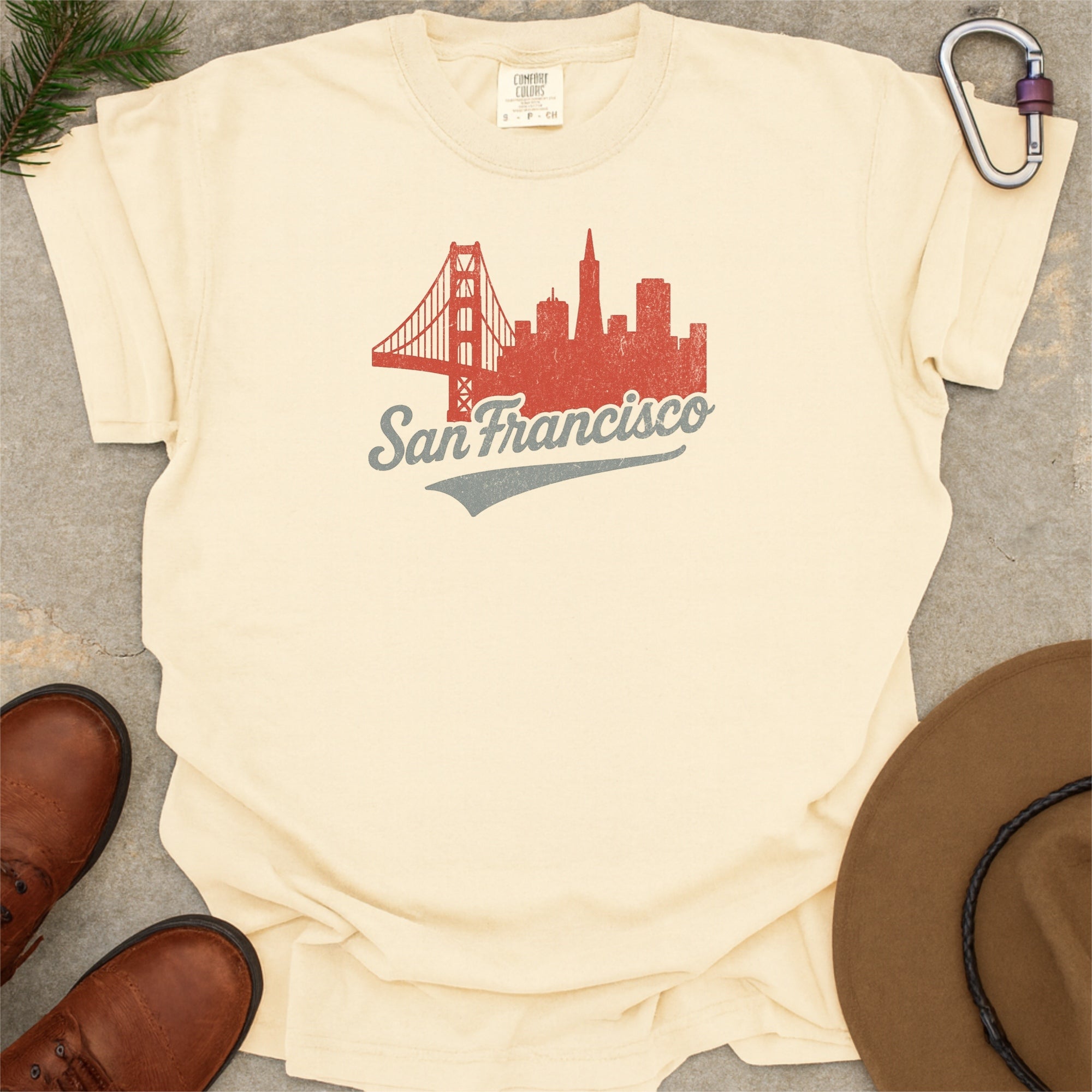 San Francisco Skyline with Retro Swoosh Comfort Colors Souvenir T-Shirt